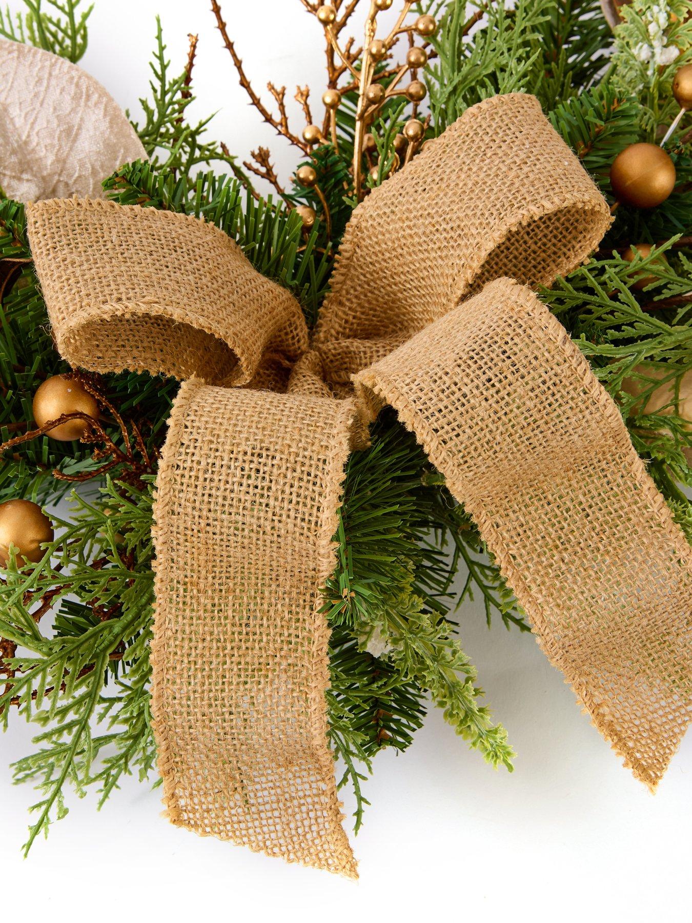 Image 3 of 4 of The Very Collection Half Christmas Wreath with Hessian Bow