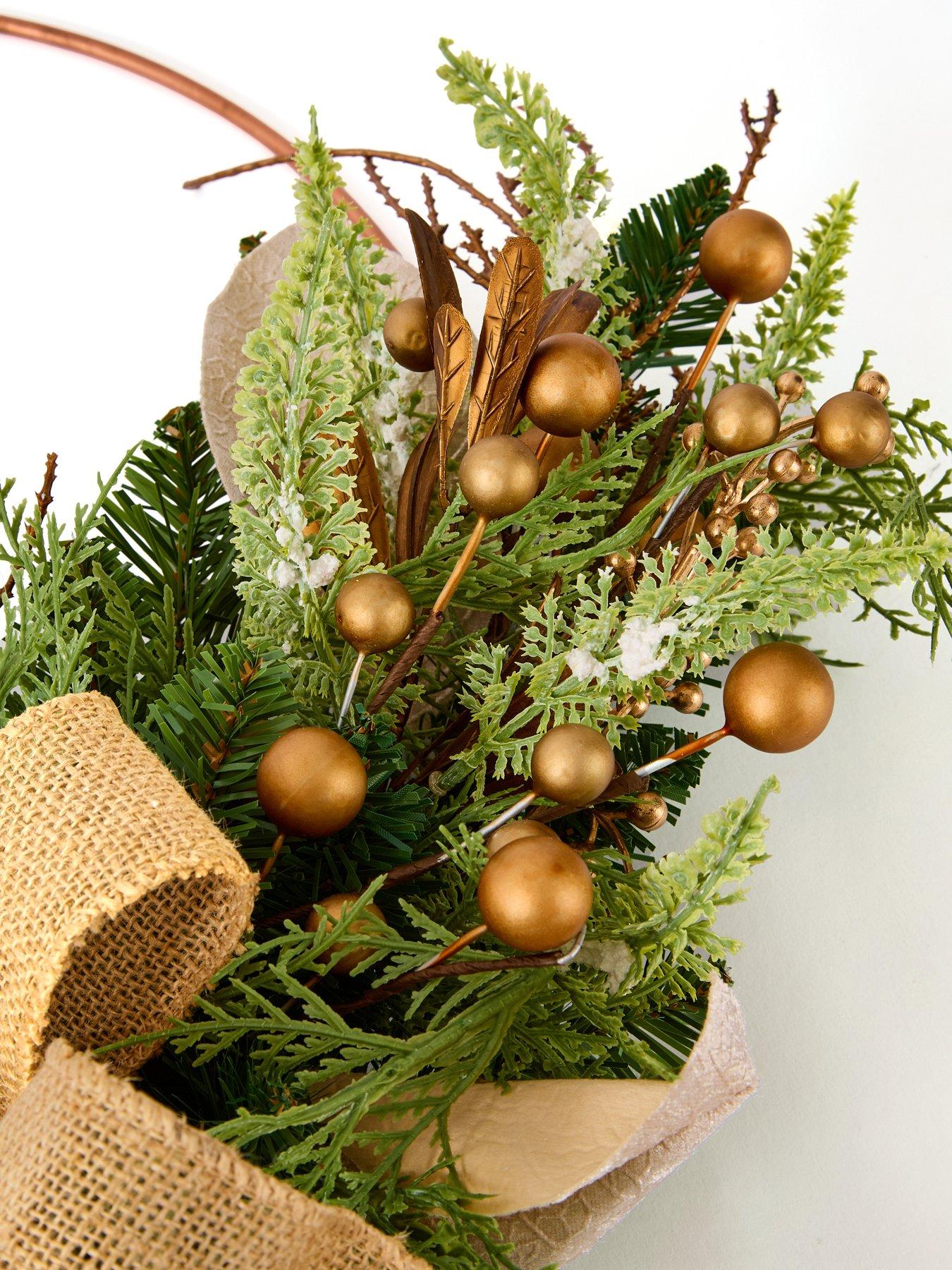 Image 4 of 4 of The Very Collection Half Christmas Wreath with Hessian Bow