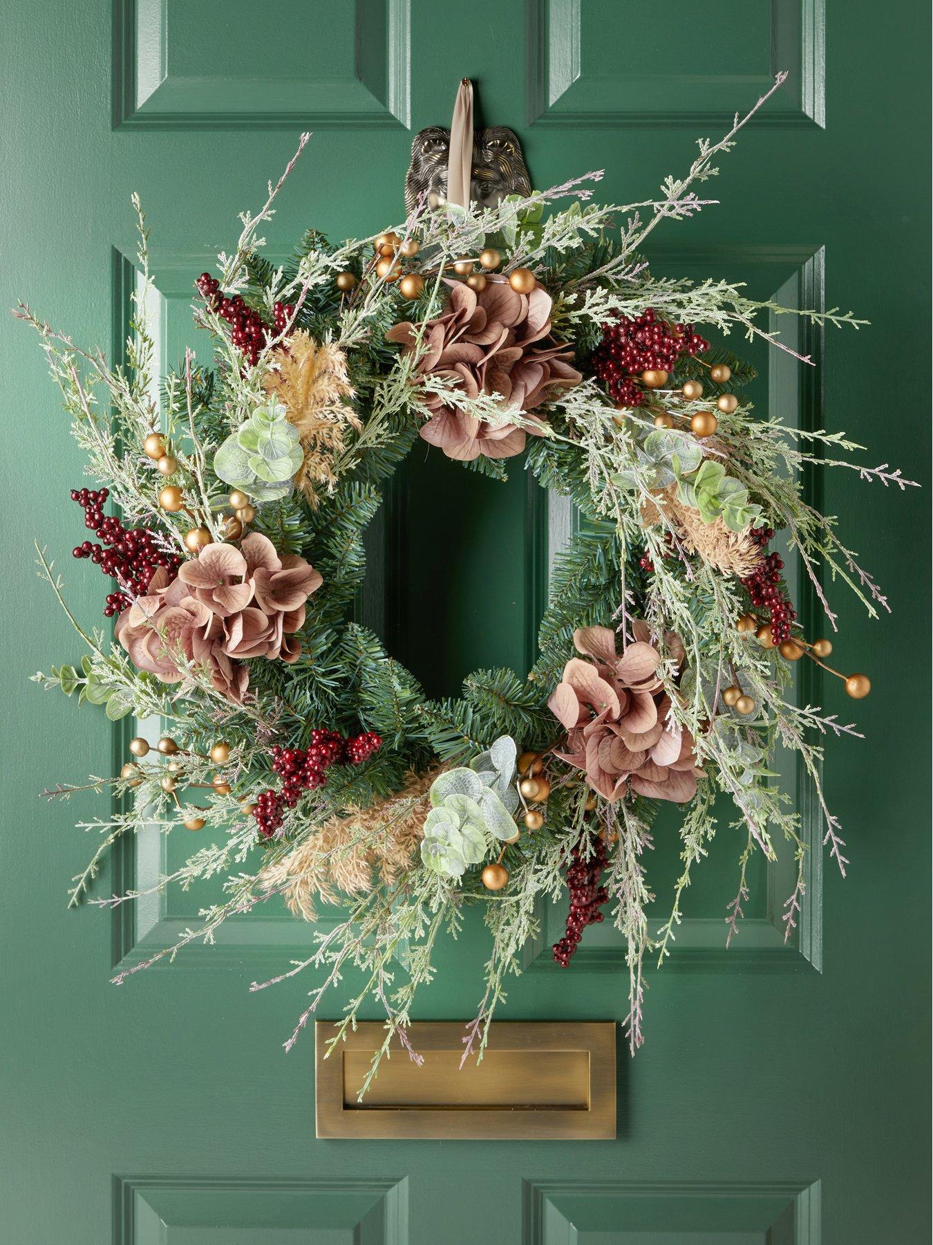 The Very Collection 60cm Hydrangea And Foliage Wreath- Mauve