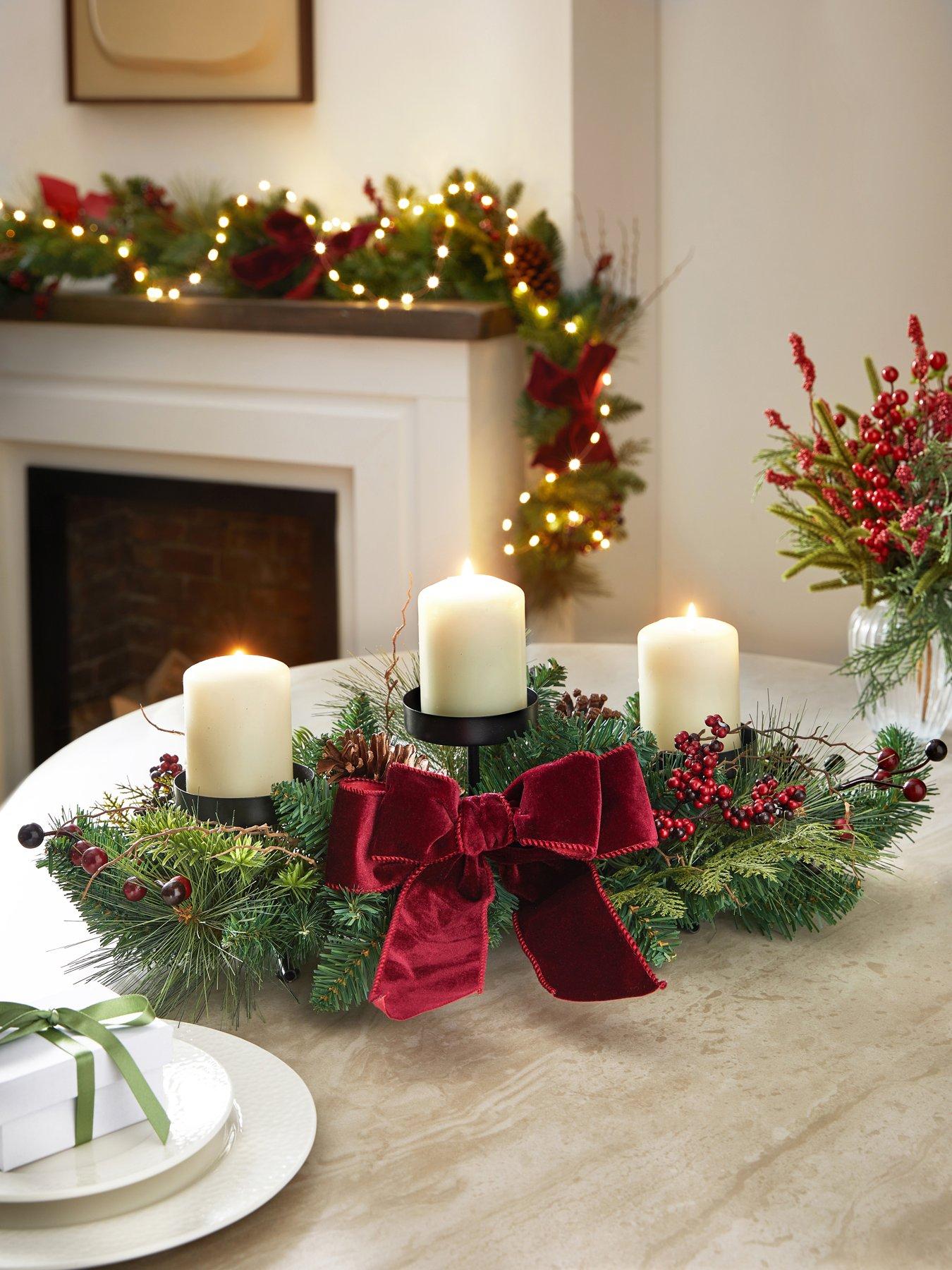 Image 1 of 6 of The Very Collection Pinecones And Red Berries Table Centerpiece