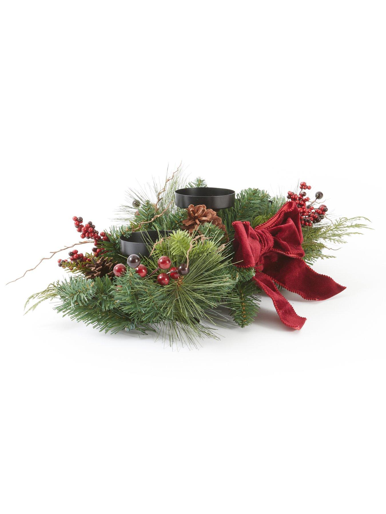 Image 3 of 6 of The Very Collection Pinecones And Red Berries Table Centerpiece