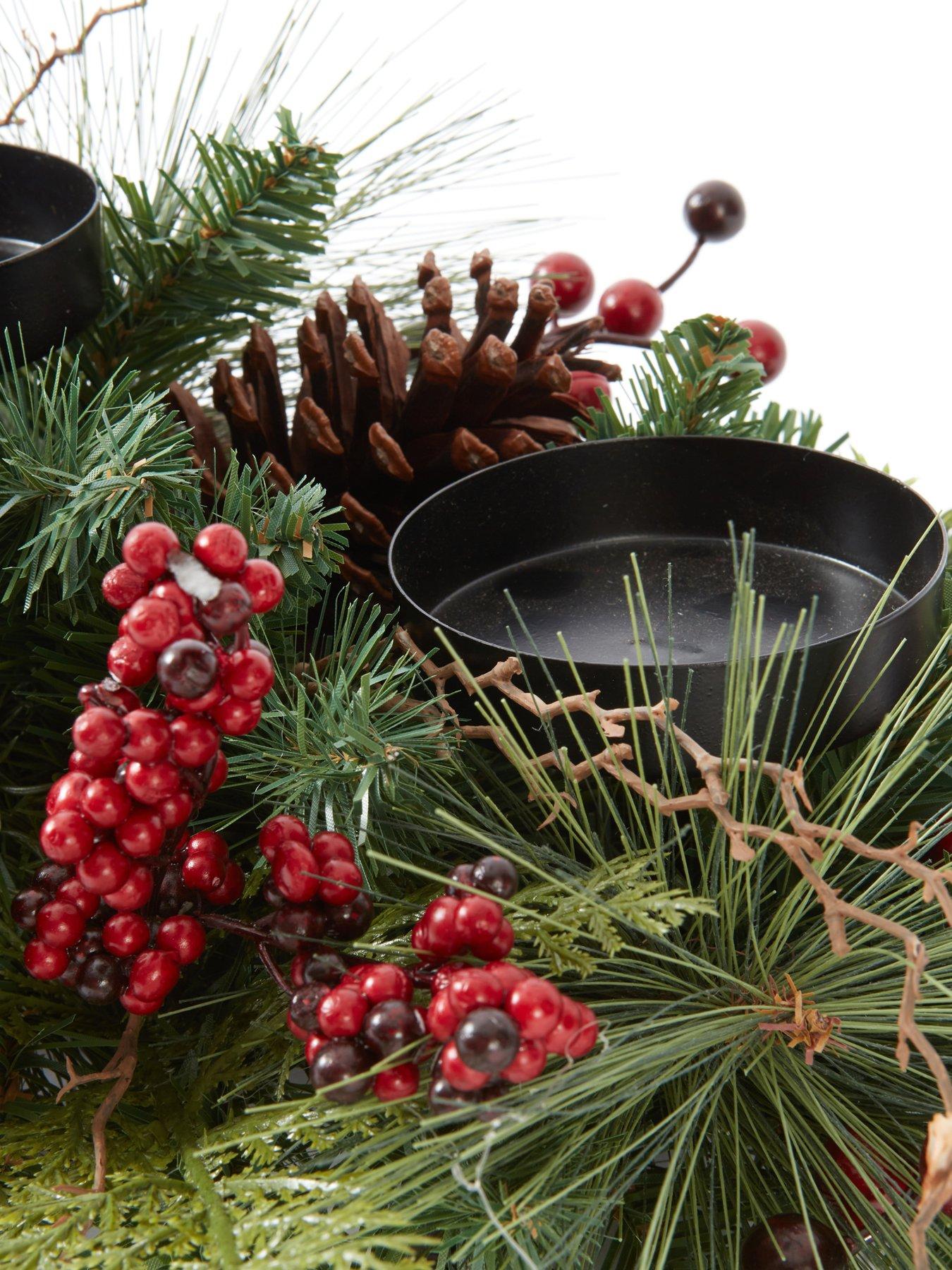 Image 5 of 6 of The Very Collection Pinecones And Red Berries Table Centerpiece
