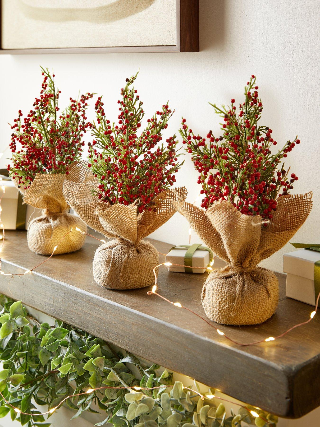 Image 1 of 4 of The Very Collection Set 3 Mini 25 cm&nbsp;Tabletop Christmas&nbsp;Trees - Red