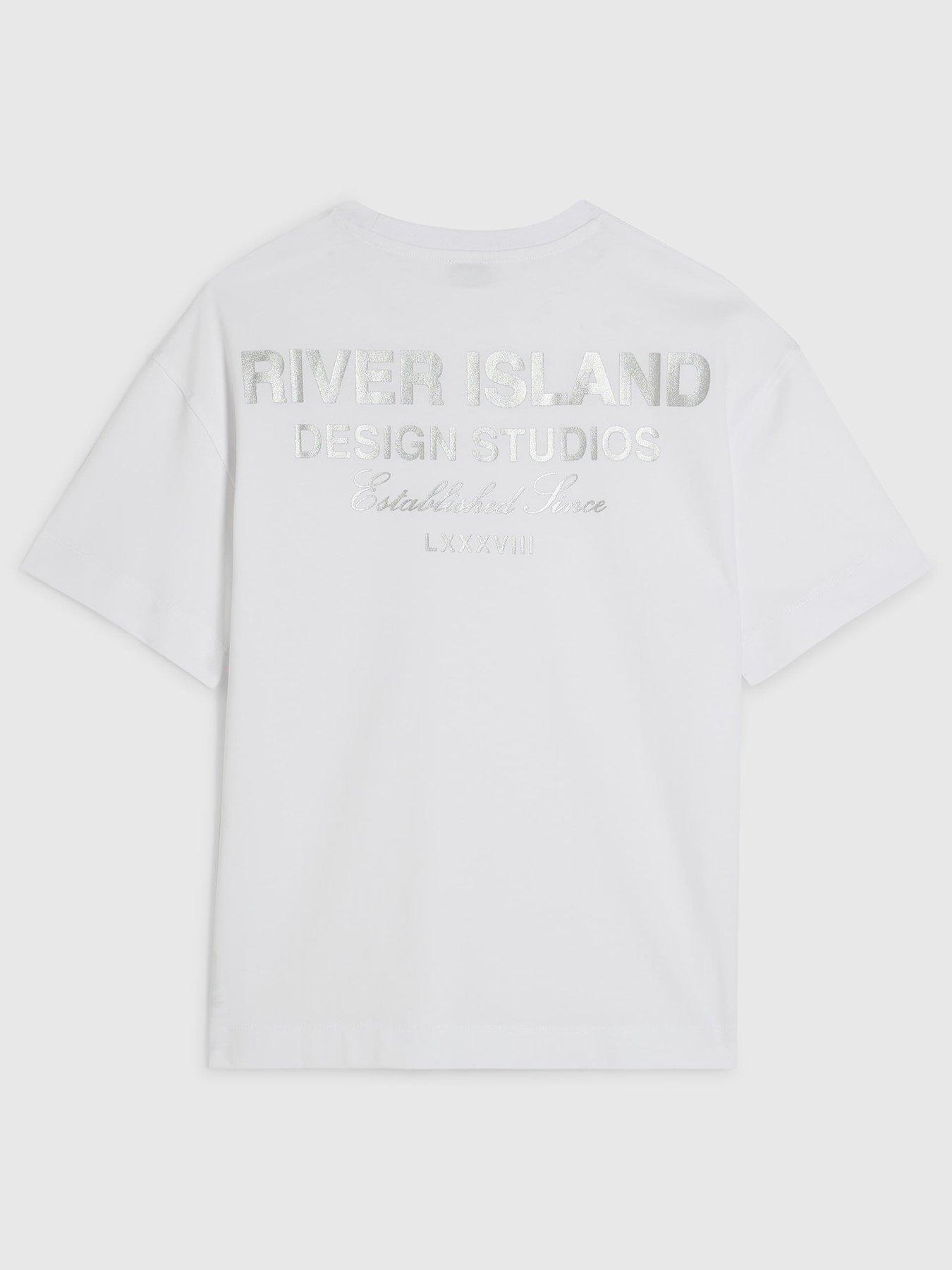 River Island Girls Design Studios Metallic T-Shirt - White