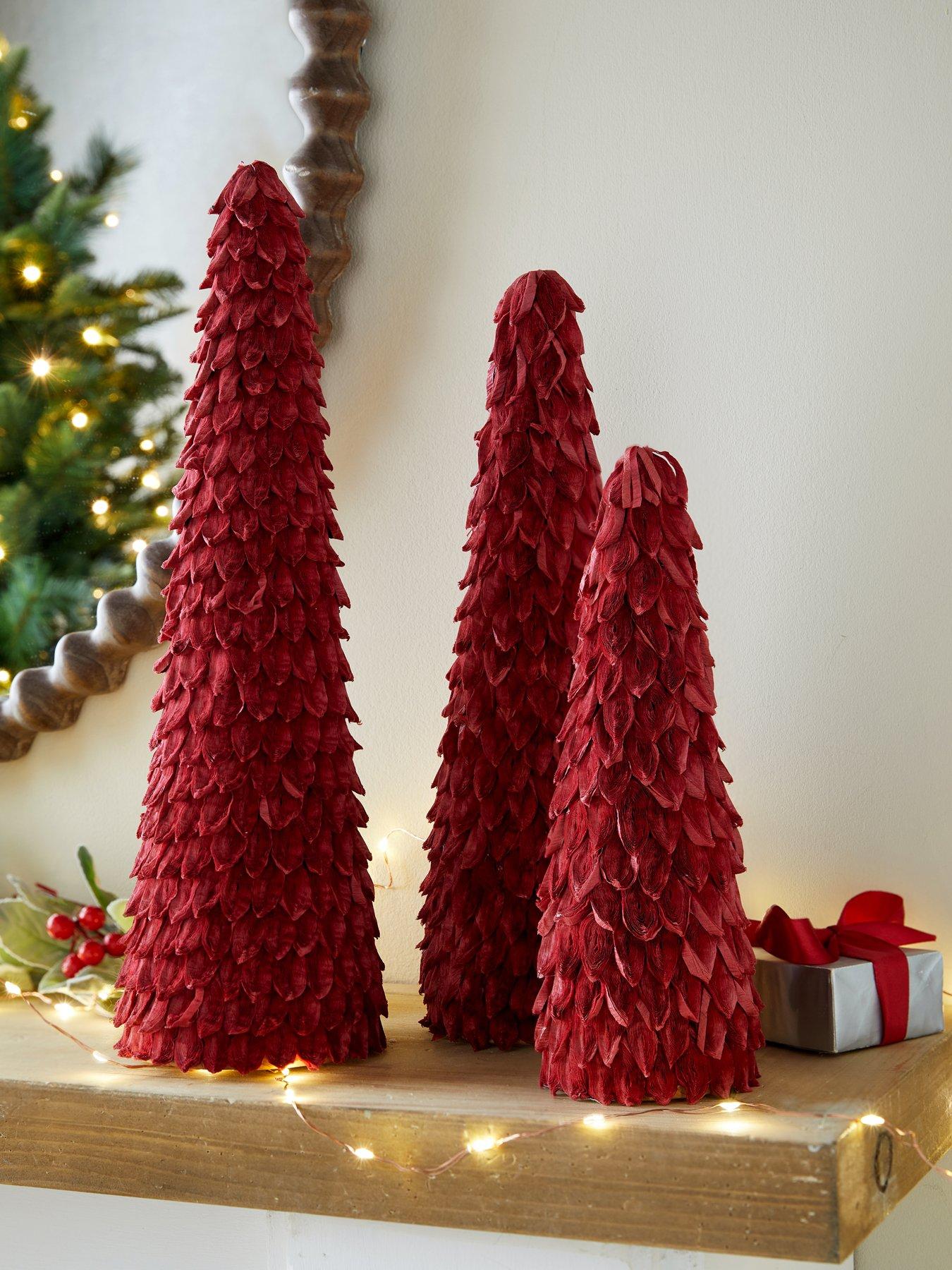 Image 1 of 7 of The Very Collection Set of 3 Red Paper Cone Christmas&nbsp;Trees