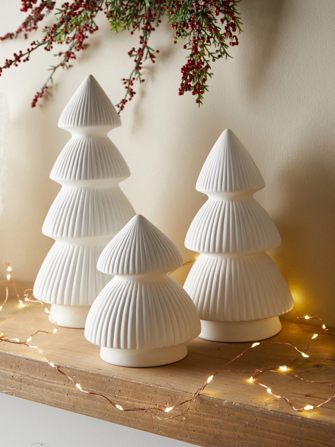 Image 1 of 7 of The Very Collection Set 3 Ceramic Tabletop Christmas&nbsp;Trees -&nbsp;White