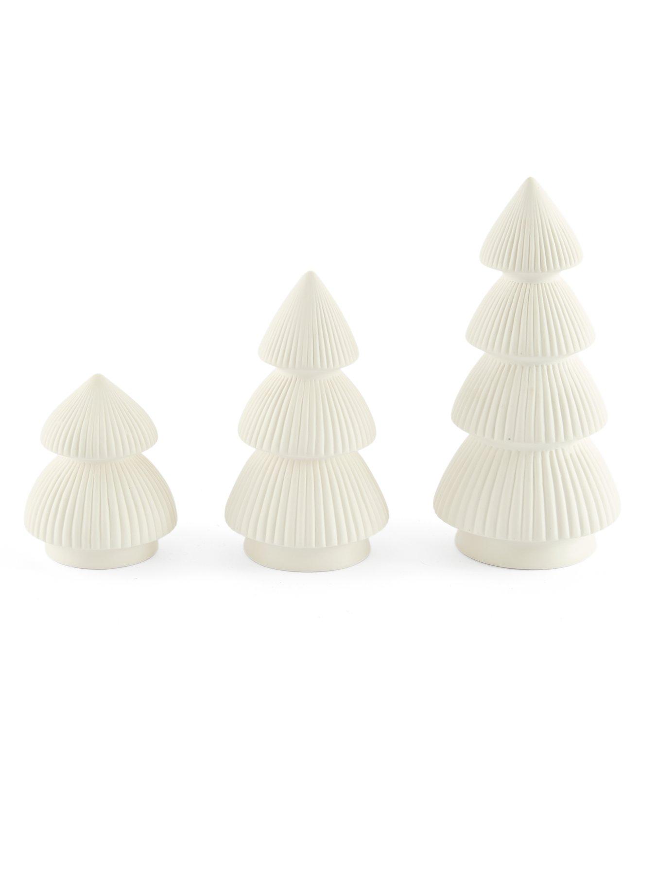 Image 2 of 7 of The Very Collection Set 3 Ceramic Tabletop Christmas&nbsp;Trees -&nbsp;White