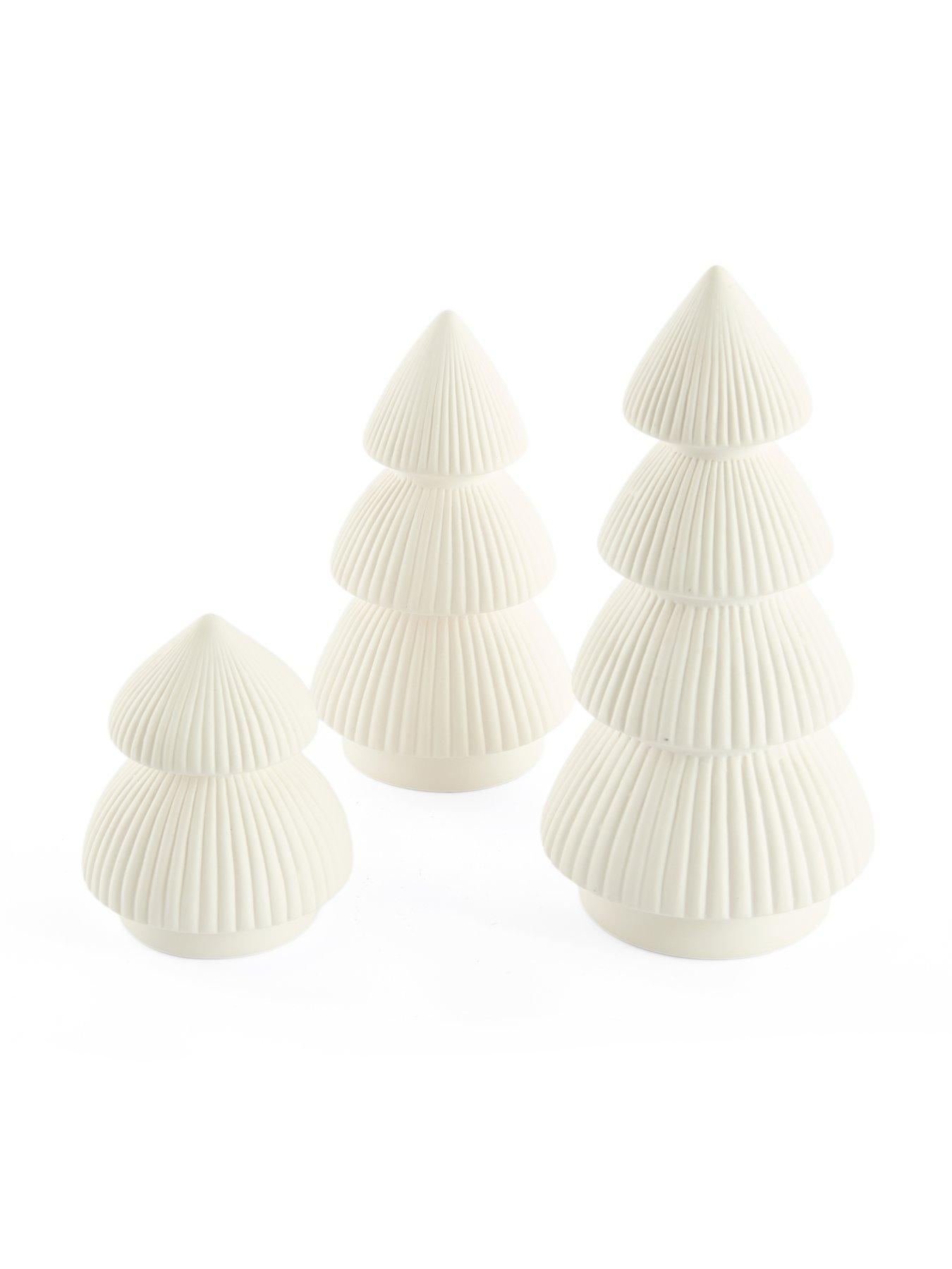 Image 3 of 7 of The Very Collection Set 3 Ceramic Tabletop Christmas&nbsp;Trees -&nbsp;White