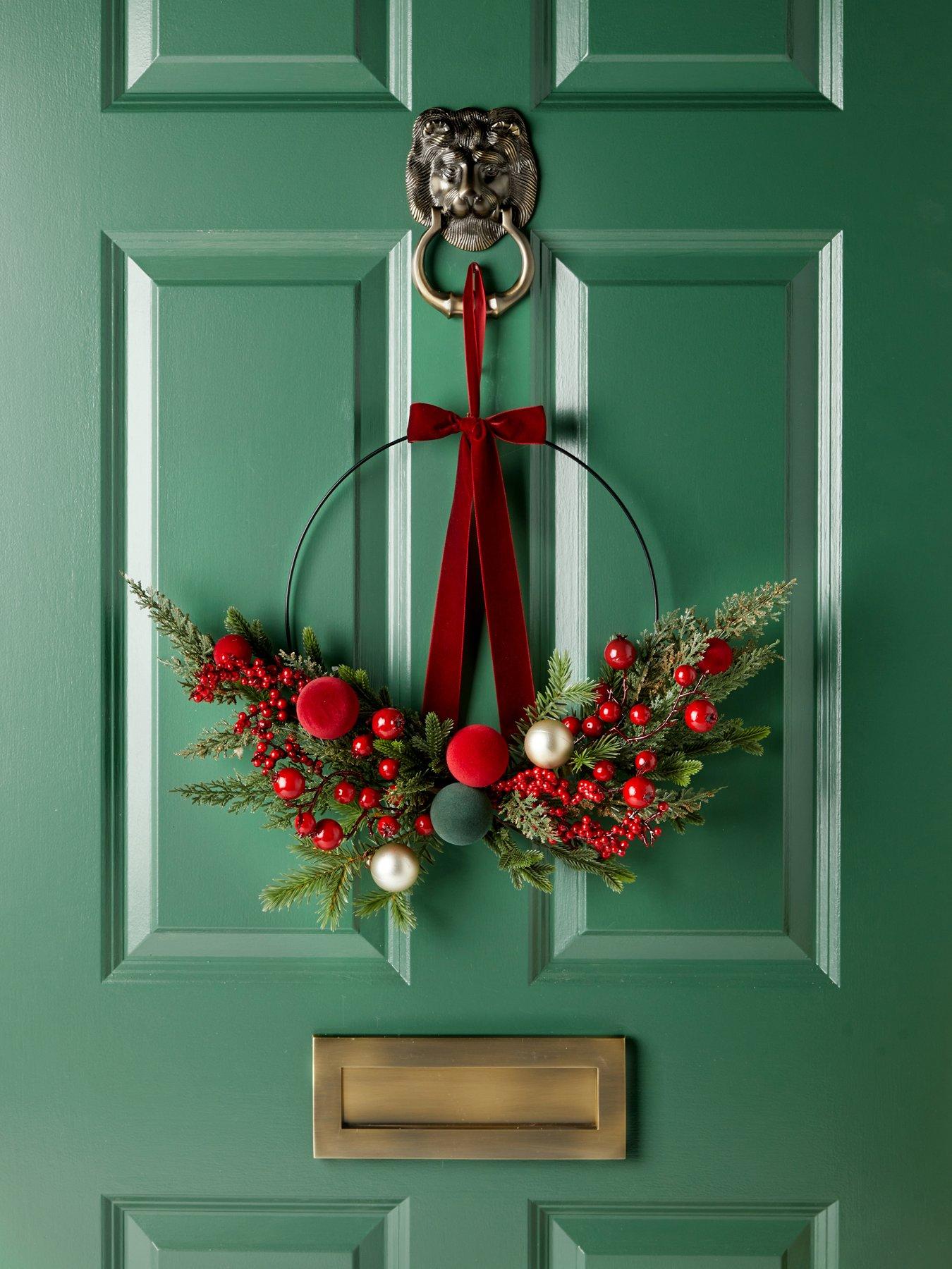 Image 1 of 4 of The Very Collection 54&nbsp;cm Half Wire Christmas&nbsp;Wreath with Bow