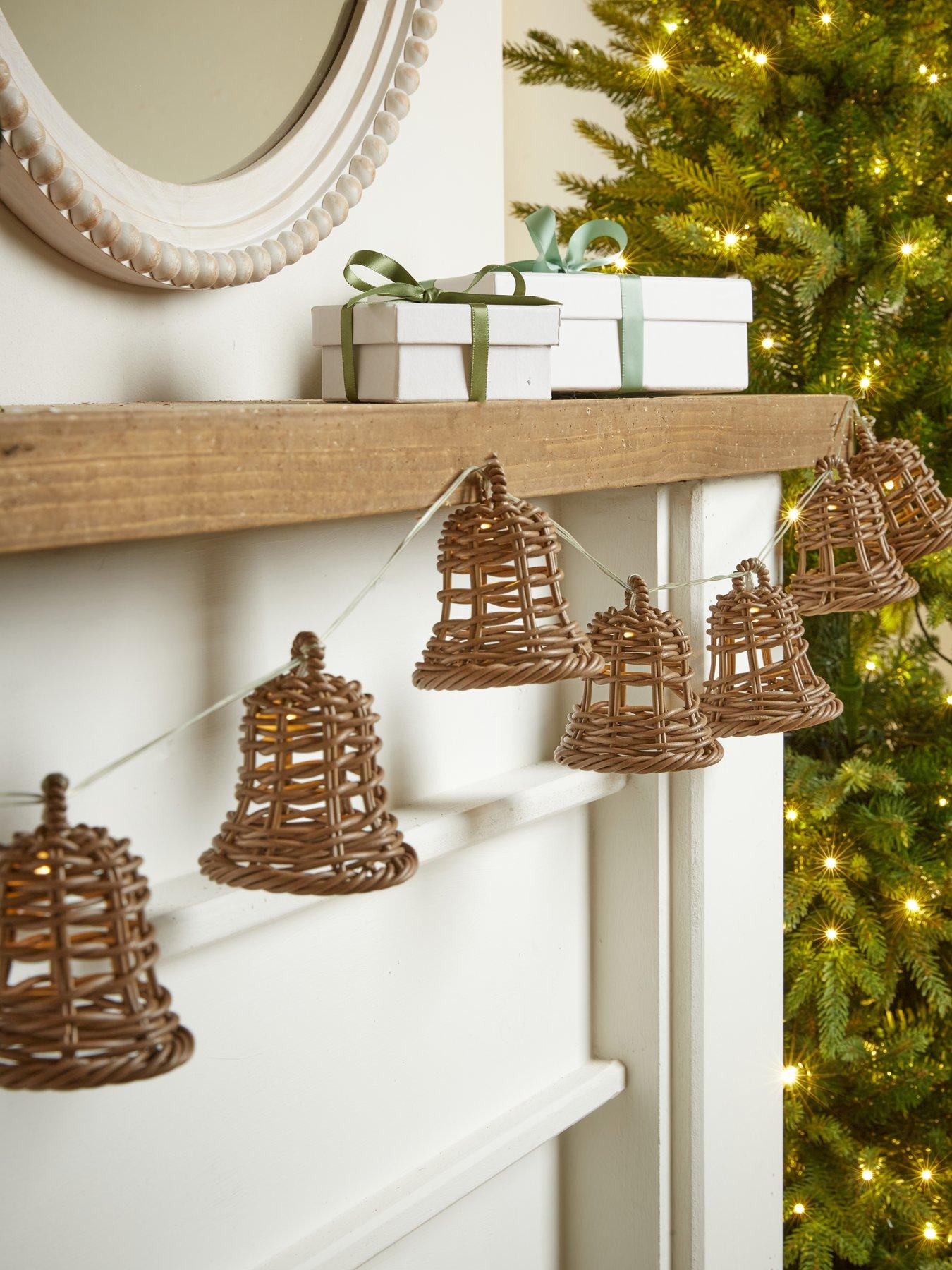 Image 1 of 7 of The Very Collection Rattan Bell Christmas&nbsp;String Lights&nbsp;- 10 Lights