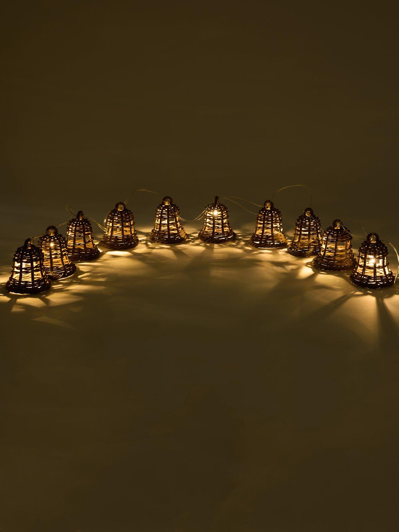 Image 3 of 7 of The Very Collection Rattan Bell Christmas&nbsp;String Lights&nbsp;- 10 Lights