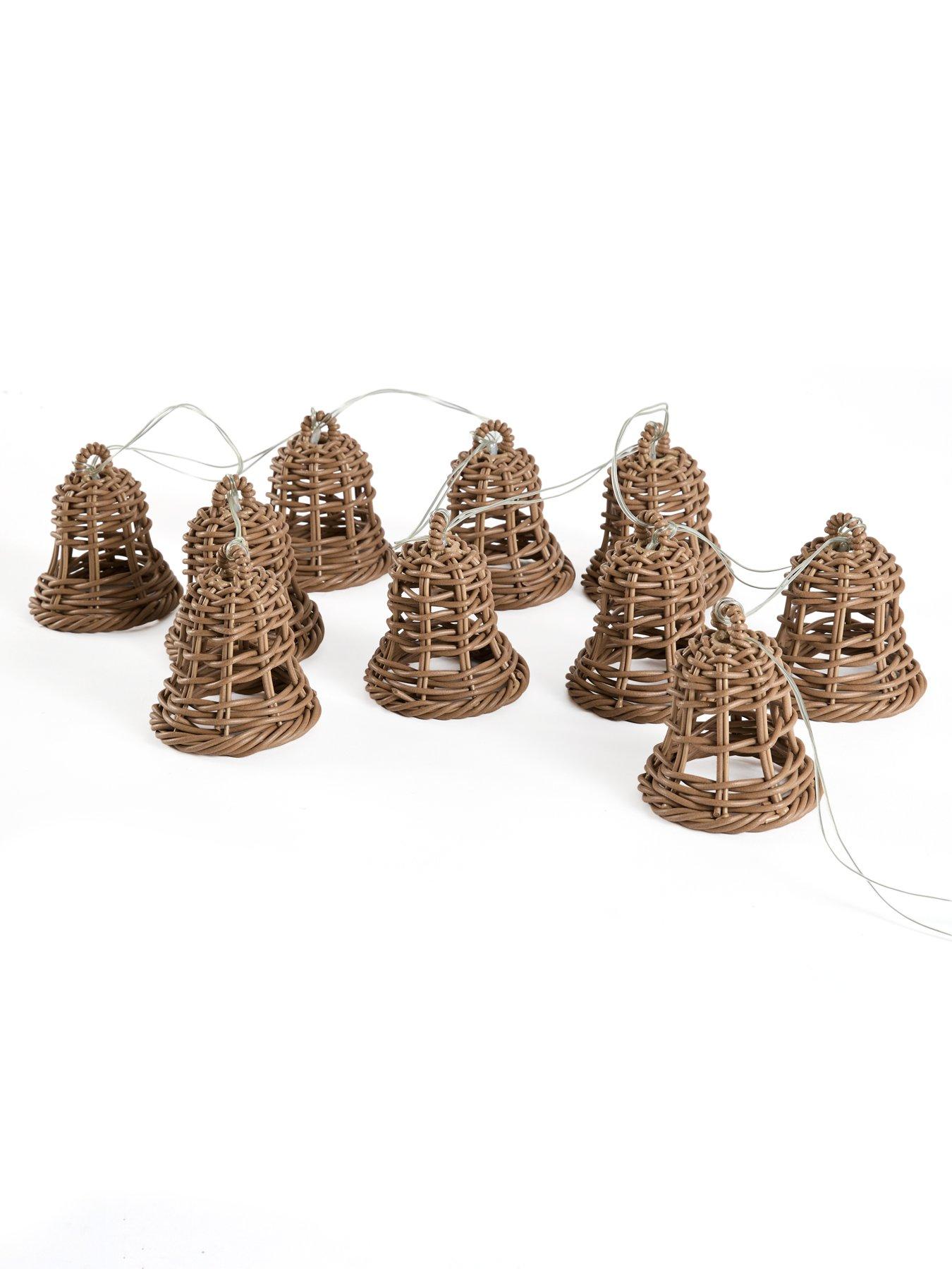 Image 4 of 7 of The Very Collection Rattan Bell Christmas&nbsp;String Lights&nbsp;- 10 Lights