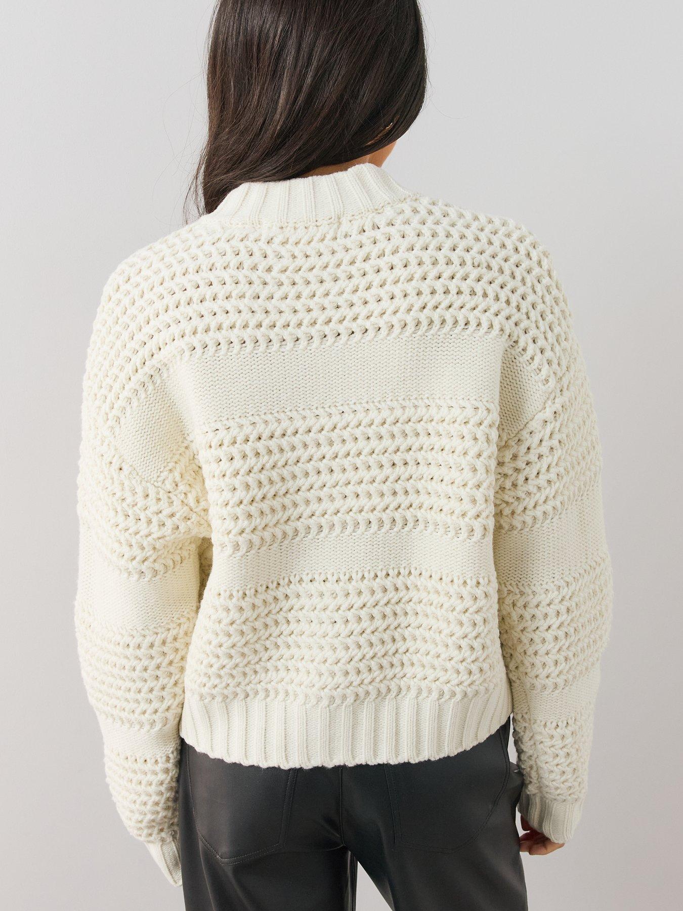 Image 2 of 6 of The Very Collection The Very Collection Womens Zip Through Knitted Bomber Cardigan - Cream