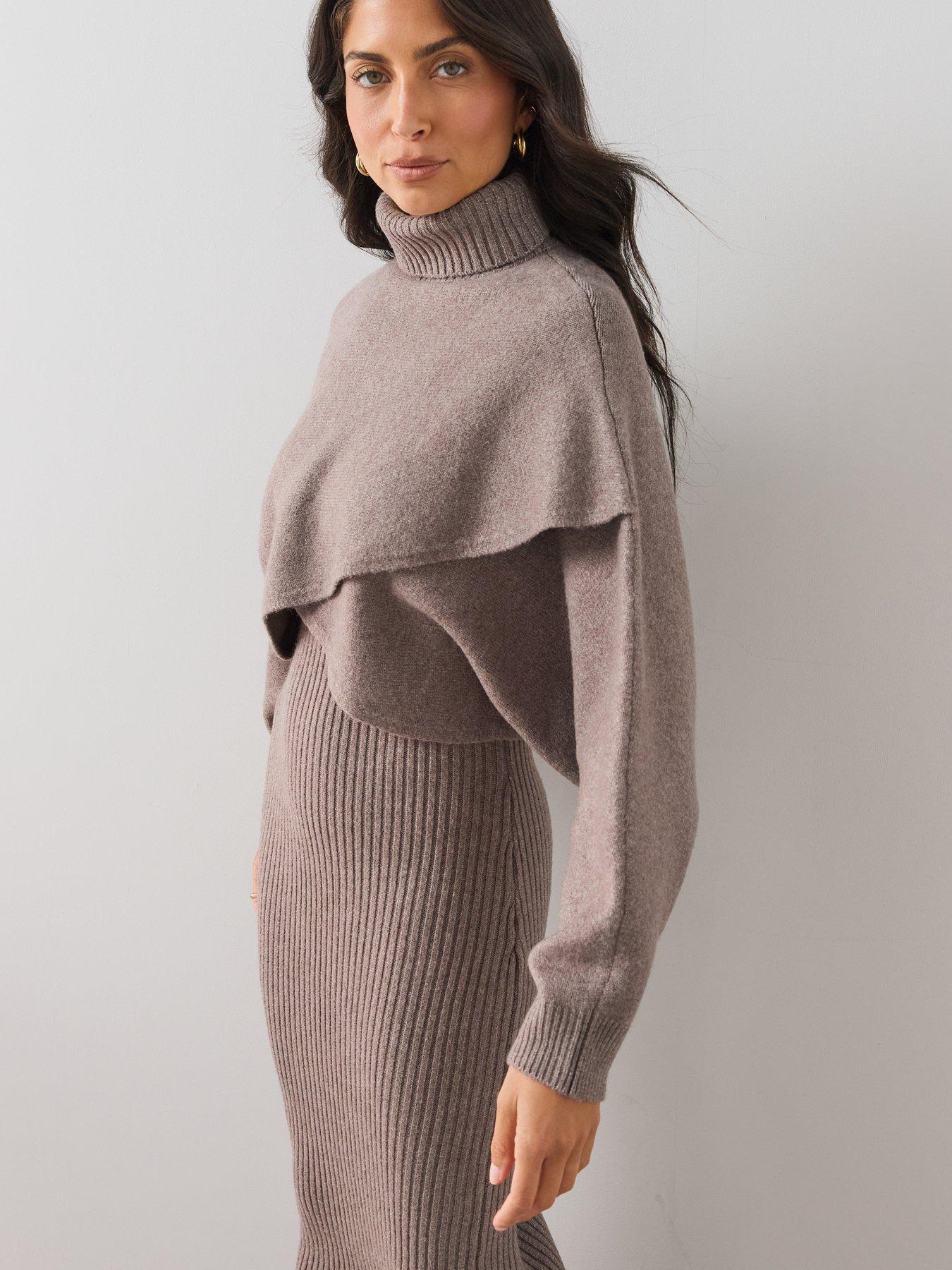 Image 4 of 6 of The Very Collection The Very Collection Womens 2 In 1 Roll Neck Bolero &amp; Midaxi Dress - Brown