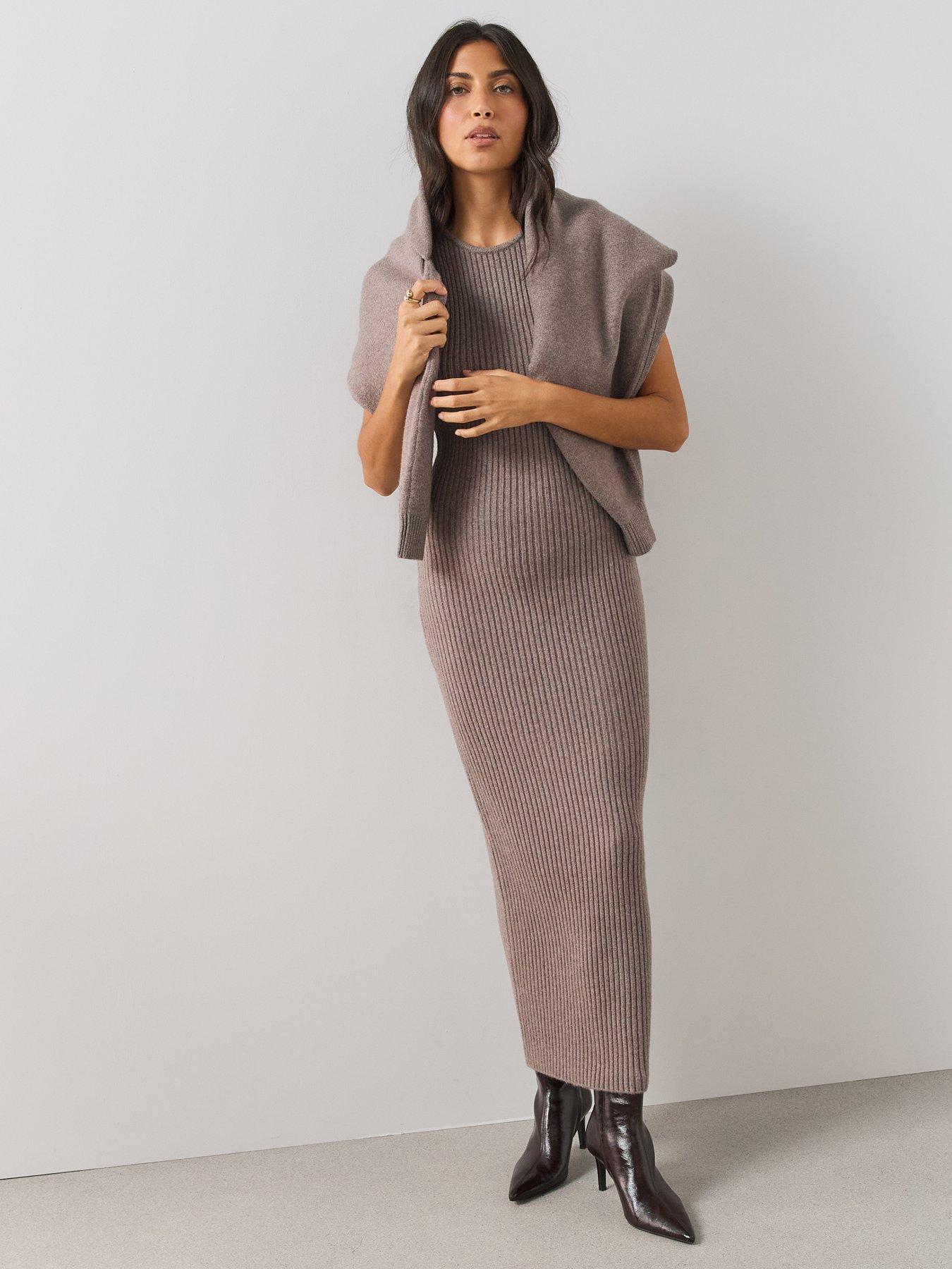 Image 6 of 6 of The Very Collection The Very Collection Womens 2 In 1 Roll Neck Bolero &amp; Midaxi Dress - Brown