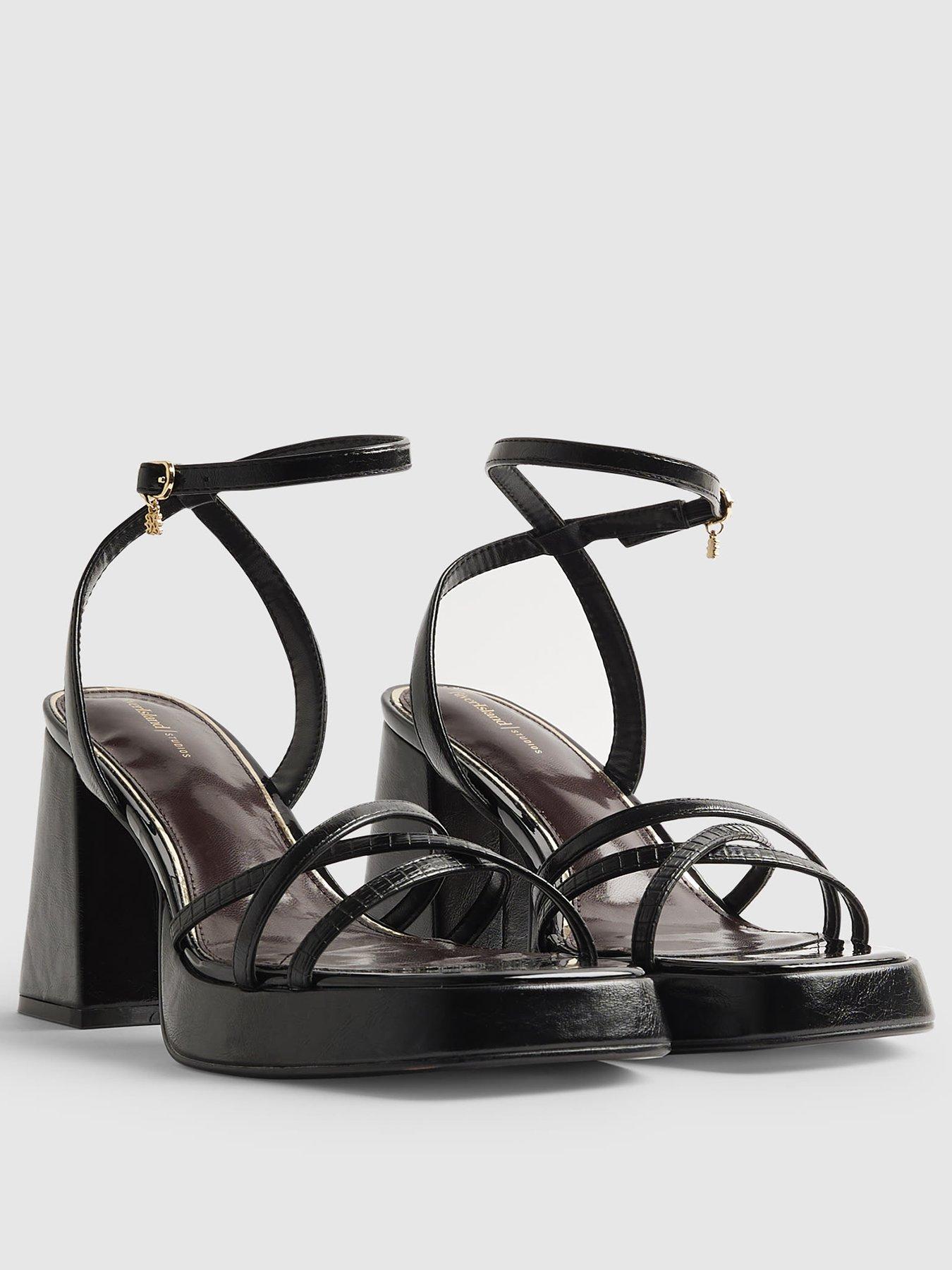 Image 3 of 6 of River Island Block Heel Cross Strap Sandal - Black