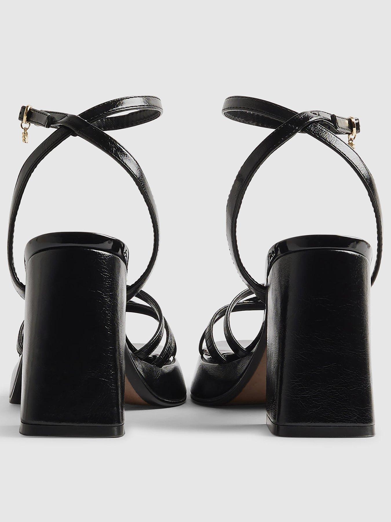 Image 4 of 6 of River Island Block Heel Cross Strap Sandal - Black