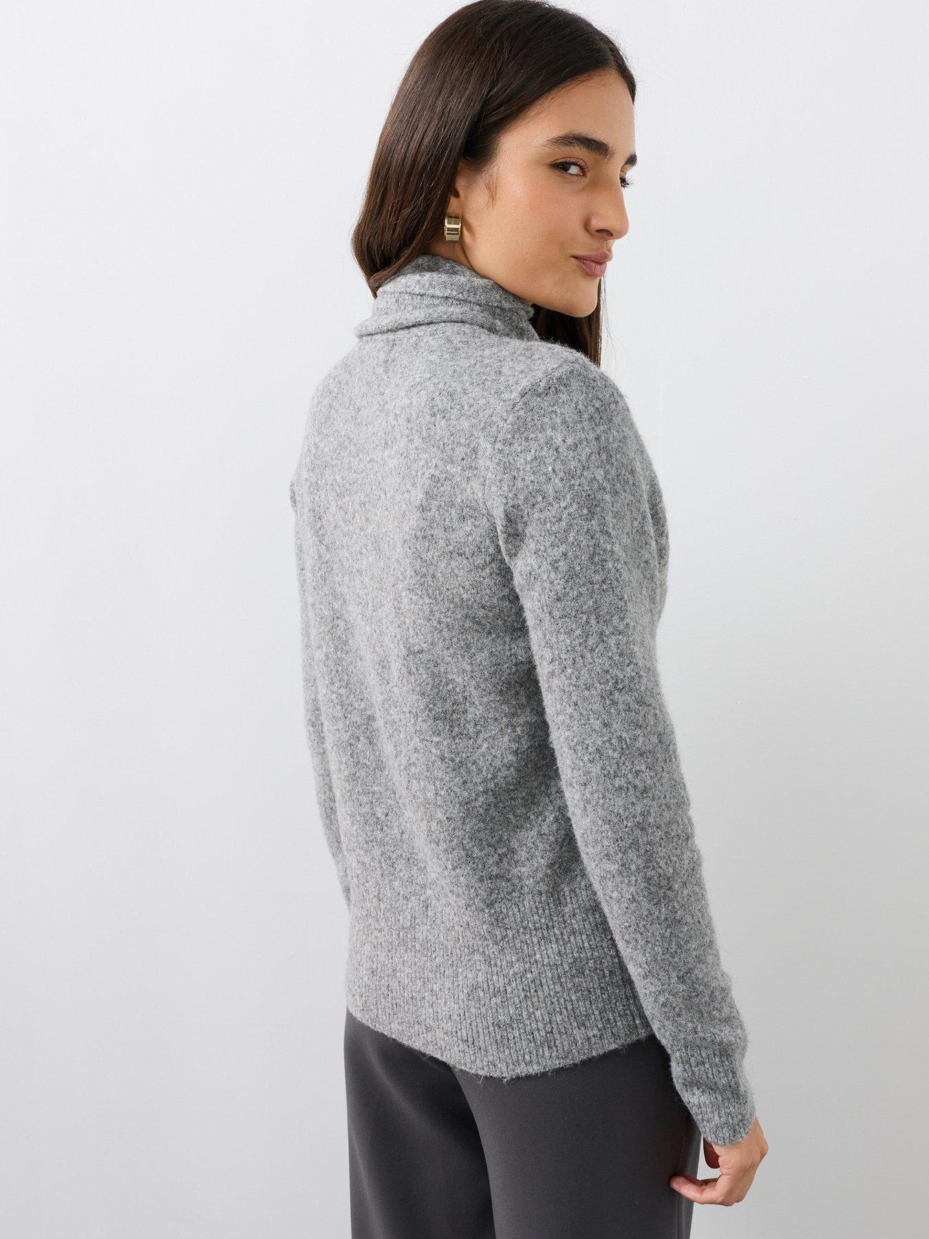 Image 2 of 7 of The Very Collection V Neck Contrast Cardigan With Scarf - Grey