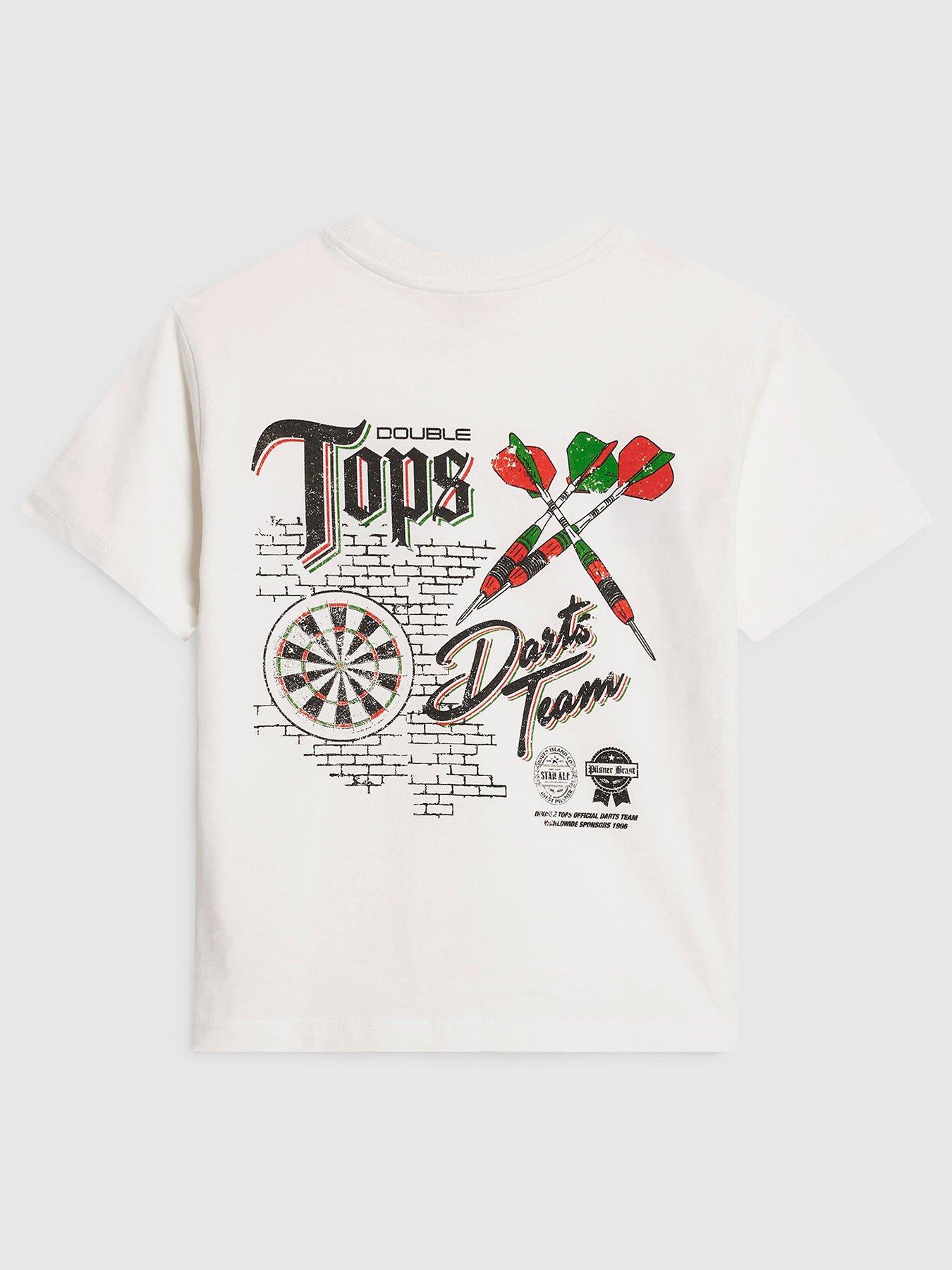 River Island Older Boys Darts Back Print T-Shirt - White