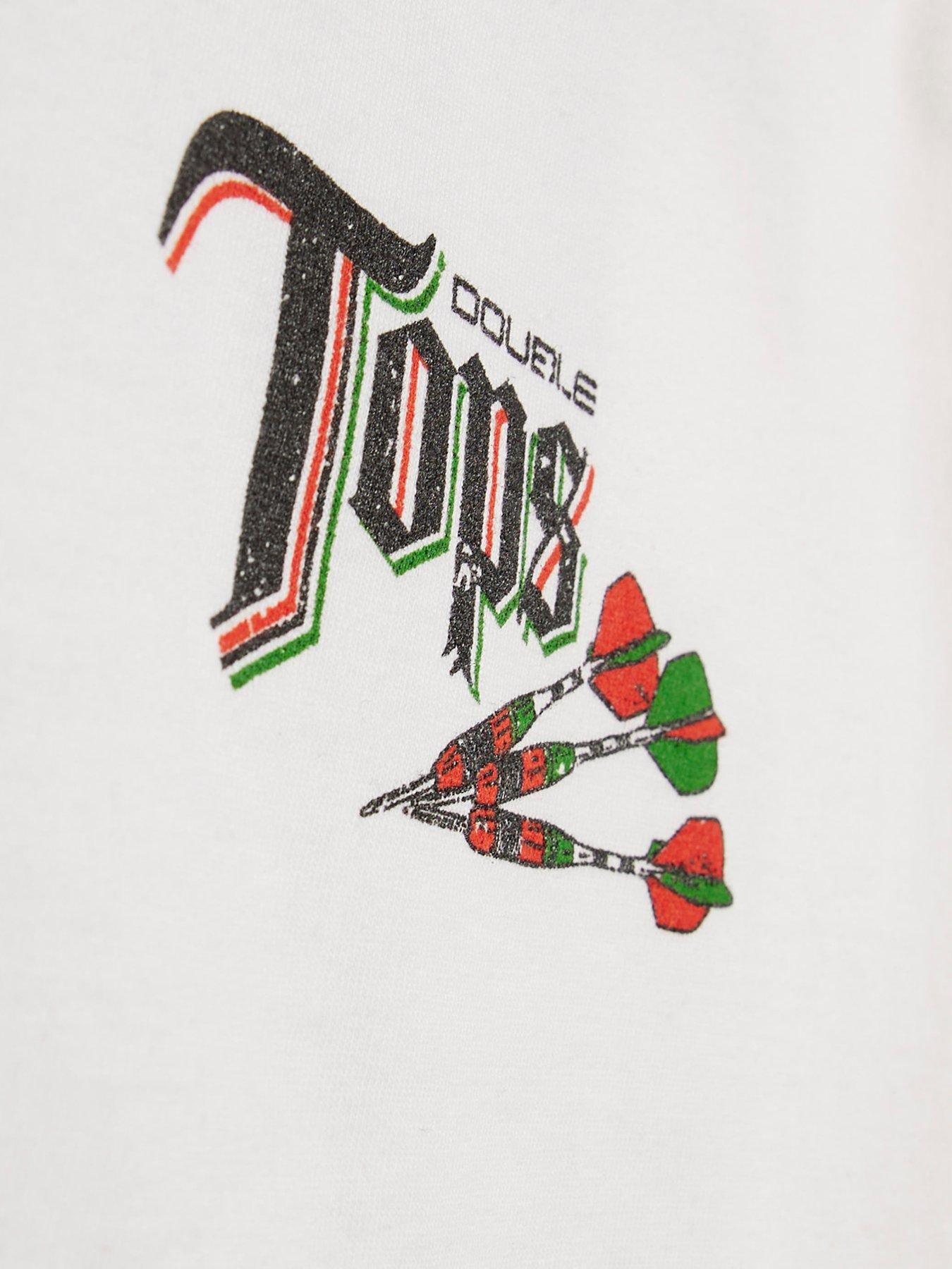 Image 3 of 4 of River Island Older Boys Darts Back Print T-Shirt - White