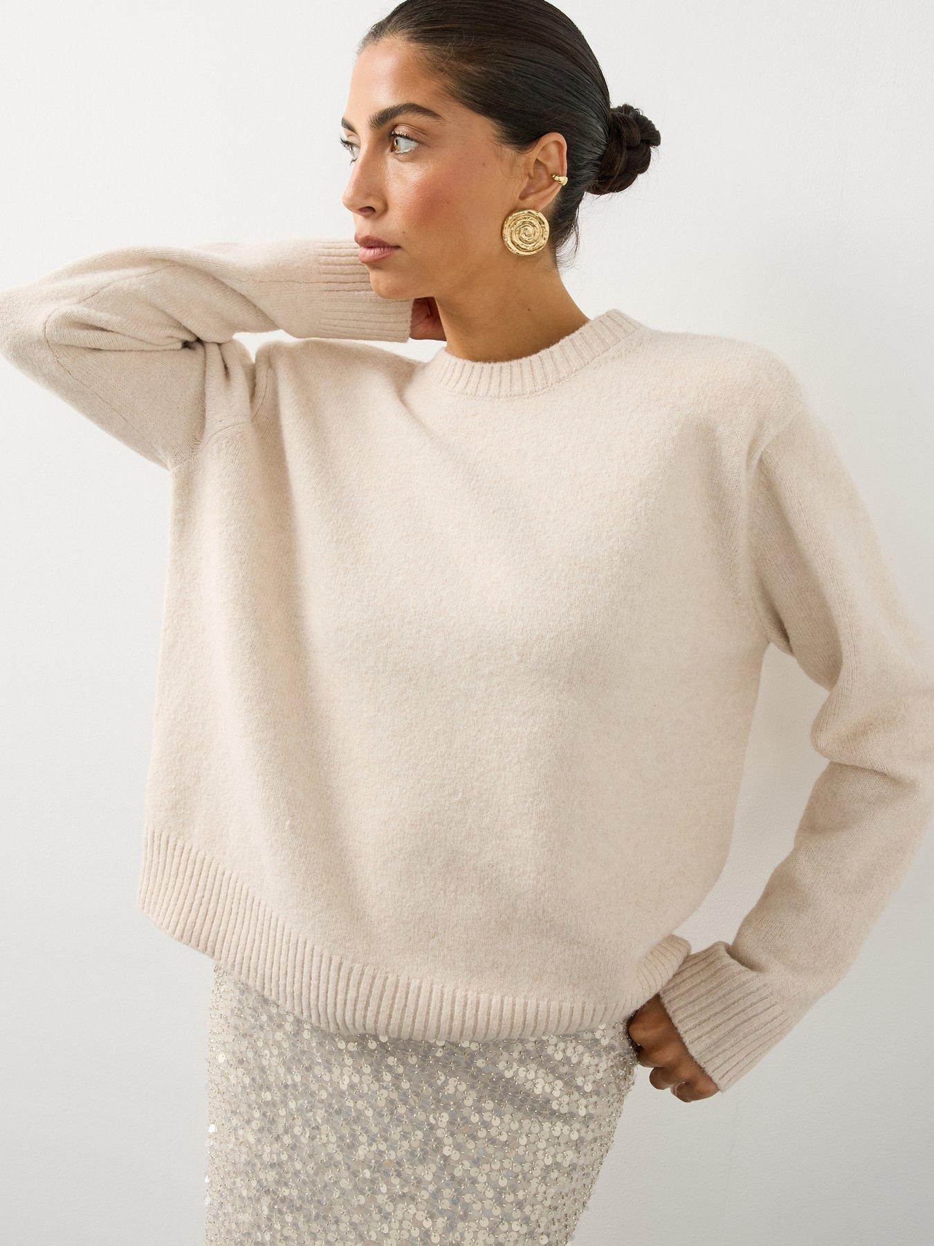 Image 1 of 4 of The Very Collection Cosy Yarn Detachable Shoulder Pad Jumper With Wool - Cream