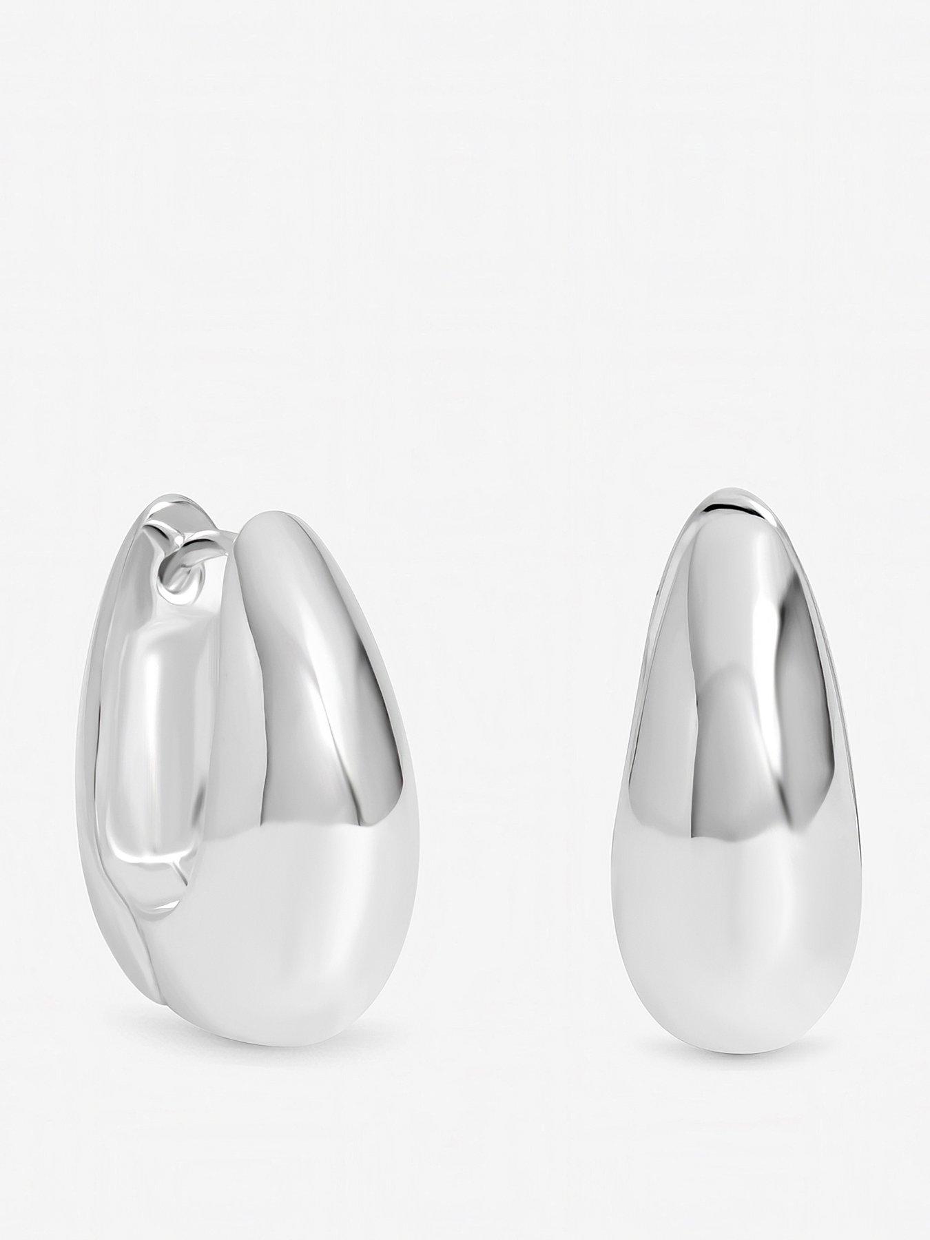 Image 1 of 5 of Inicio Sterling Silver Plated Polished Dome Hoops - Gift Pouch