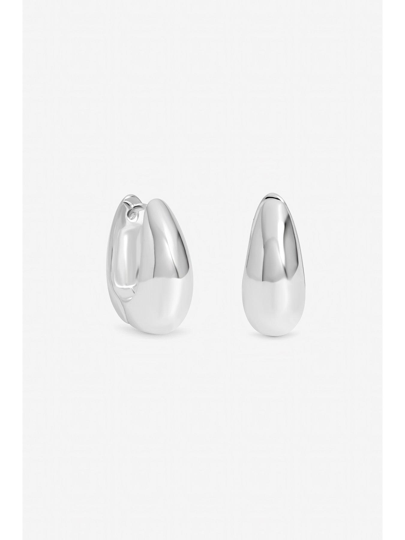 Image 3 of 5 of Inicio Sterling Silver Plated Polished Dome Hoops - Gift Pouch