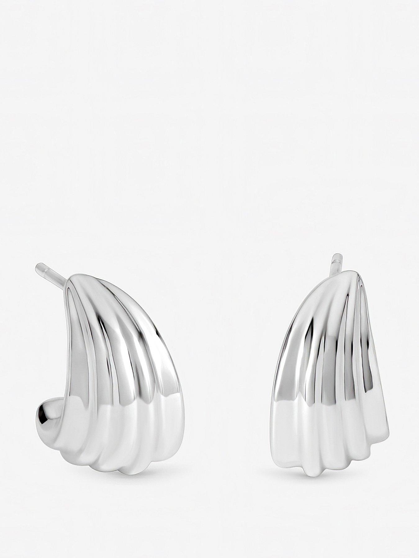 Image 1 of 1 of Inicio Inicio Sterling Silver Plated Small Ridged Studs - Gift Pouch