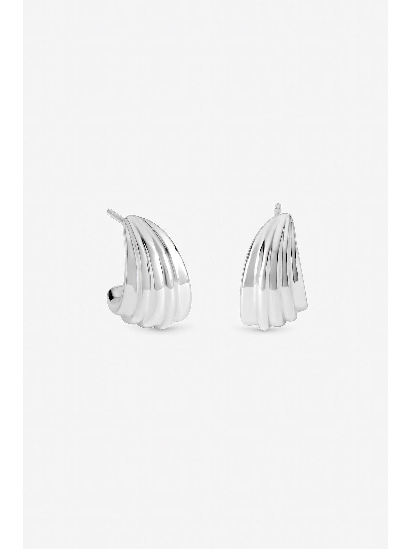 Image 2 of 3 of Inicio Sterling Silver Small Ridged Studs - Gift Pouch