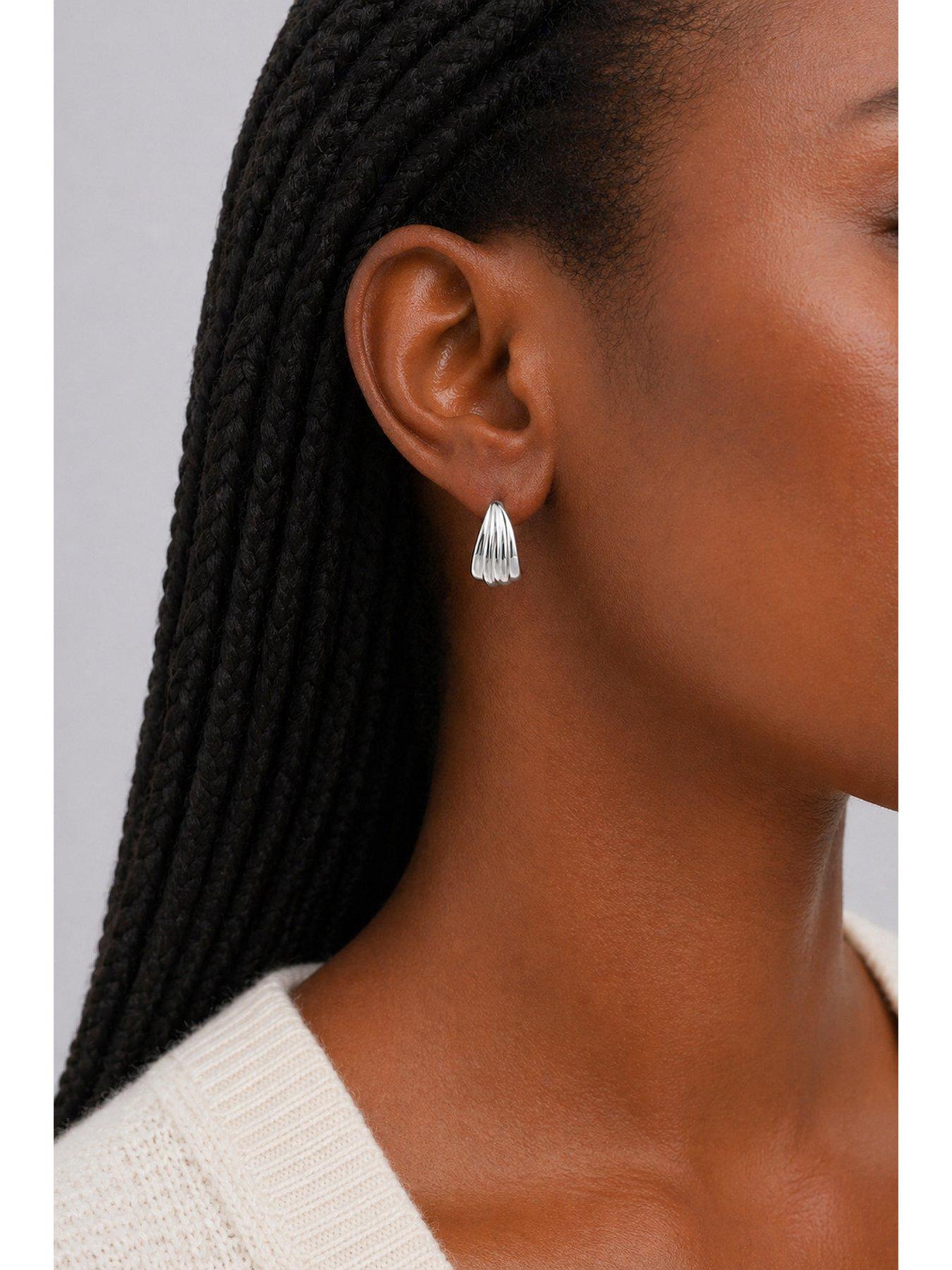 Image 3 of 3 of Inicio Sterling Silver Small Ridged Studs - Gift Pouch