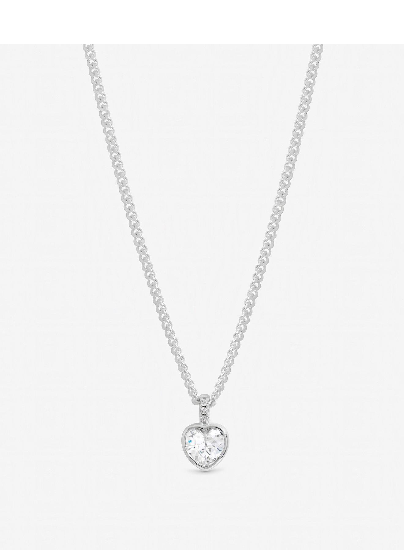 Image 1 of 1 of Inicio Inicio Sterling Silver Plated Heart Bezel Necklace - Gift Pouch