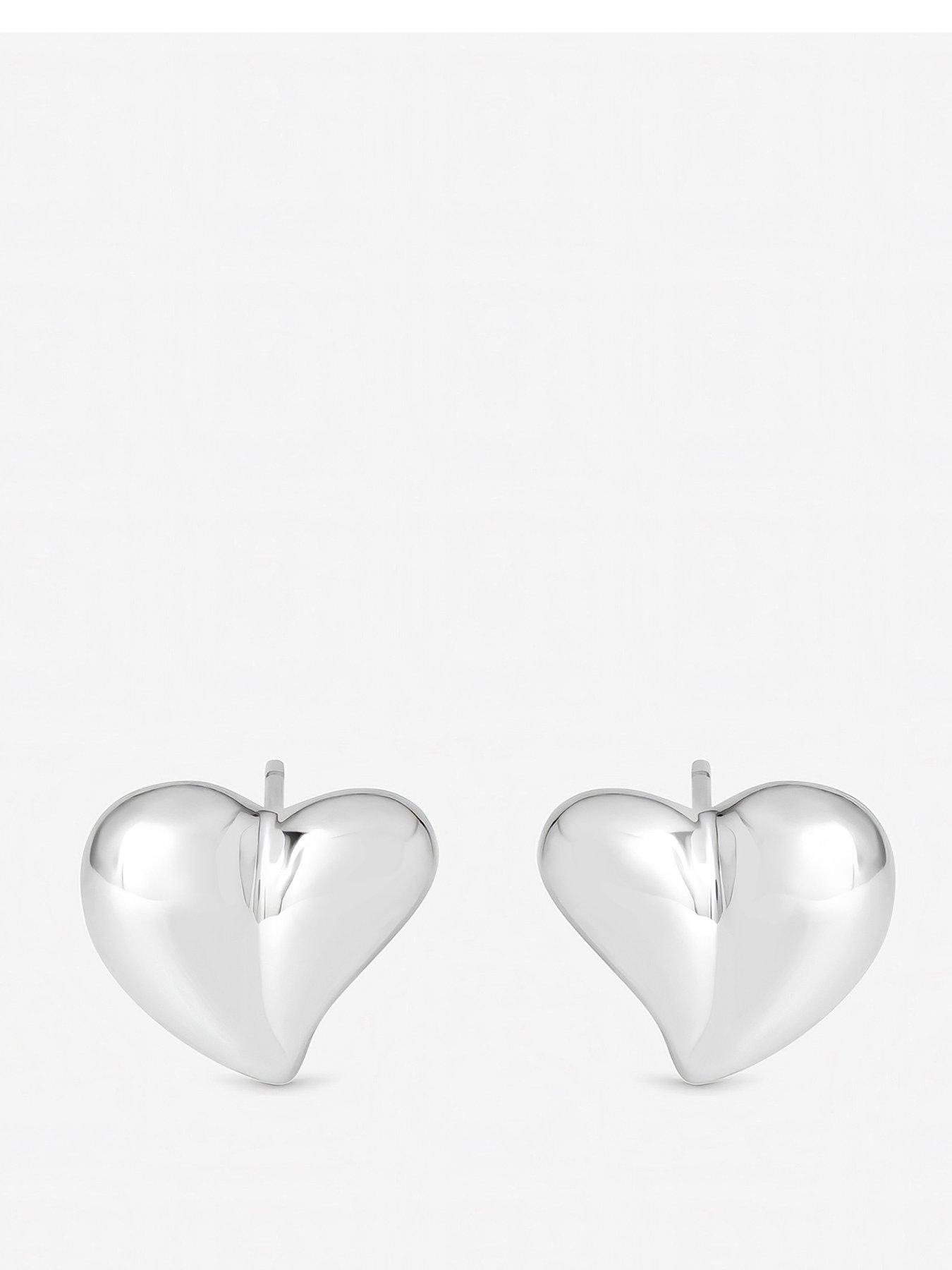 Image 1 of 1 of Inicio Sterling Silver Plated Puff Fluid Heart Studs - Gift Pouch