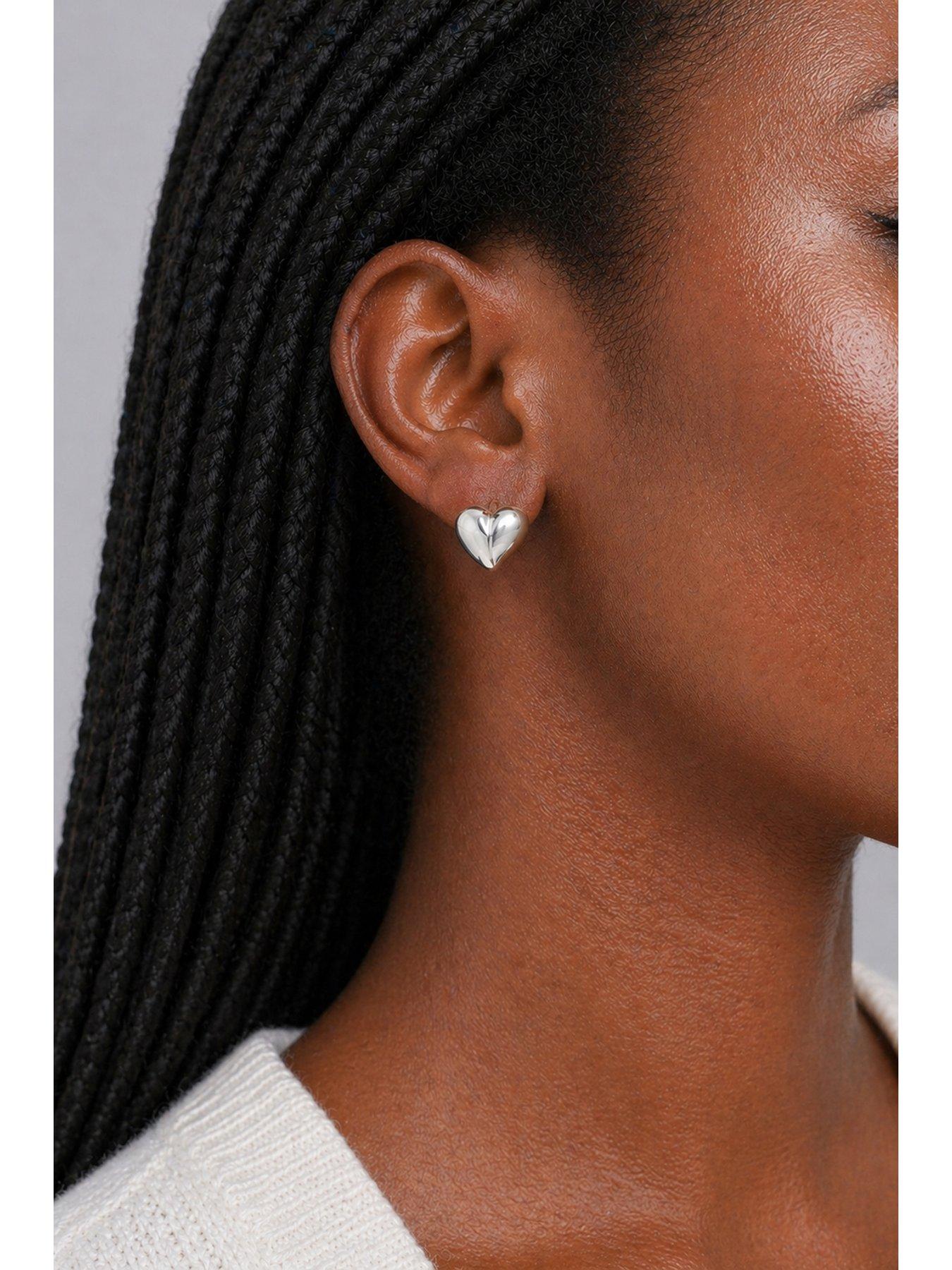 Image 3 of 3 of Inicio Sterling Silver Puff Fluid Heart Studs - Gift Pouch