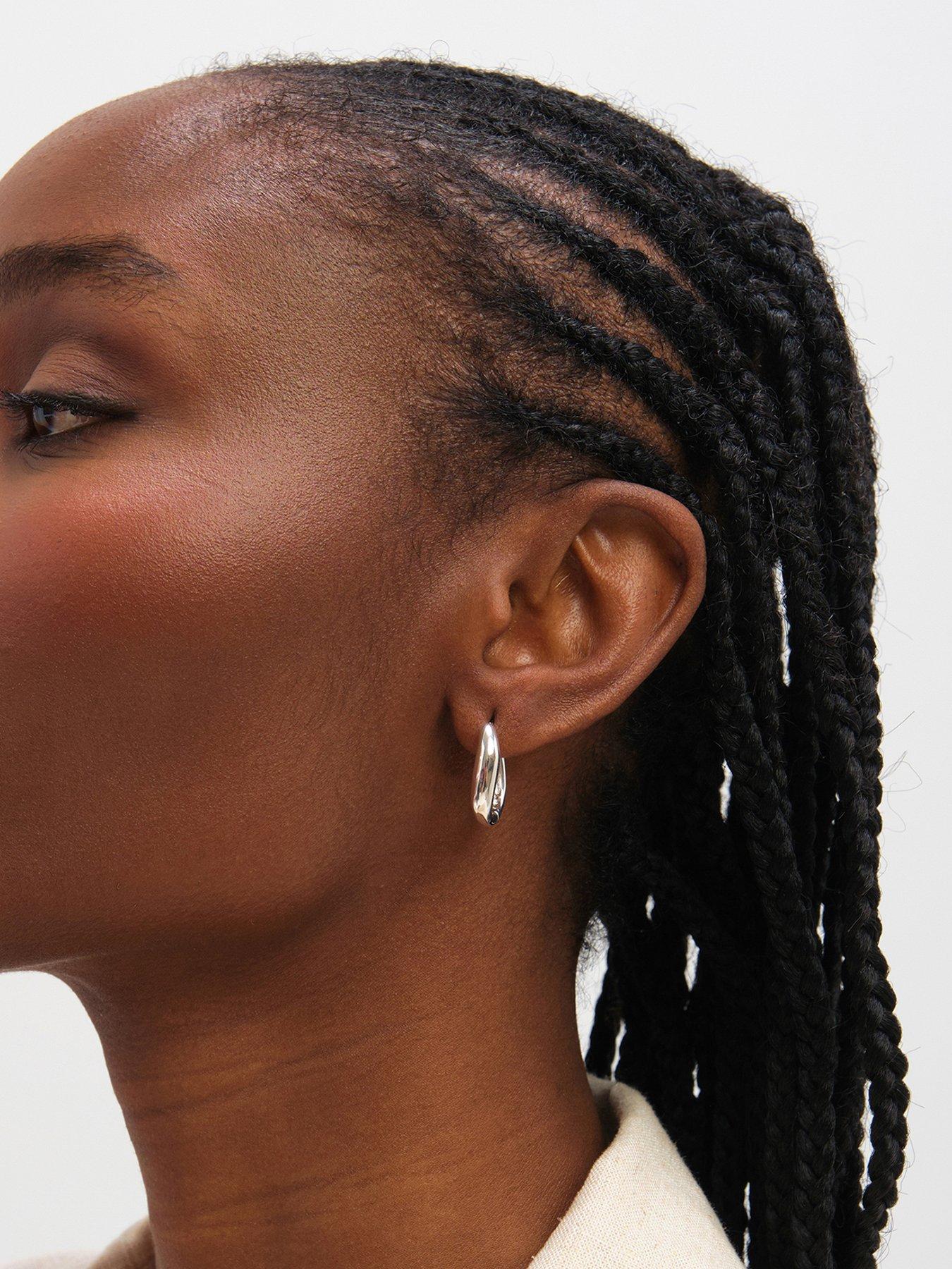 Image 1 of 4 of Inicio Sterling Silver Plated Polished Fluid Twist Hoops