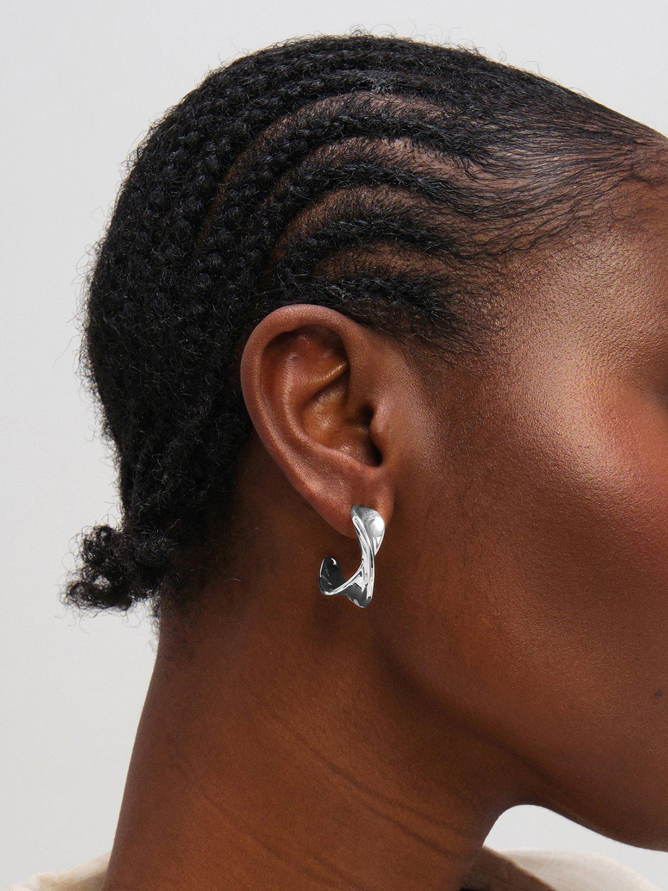 Image 1 of 4 of Inicio Sterling Silver Plated Large Polished Twist Hoops