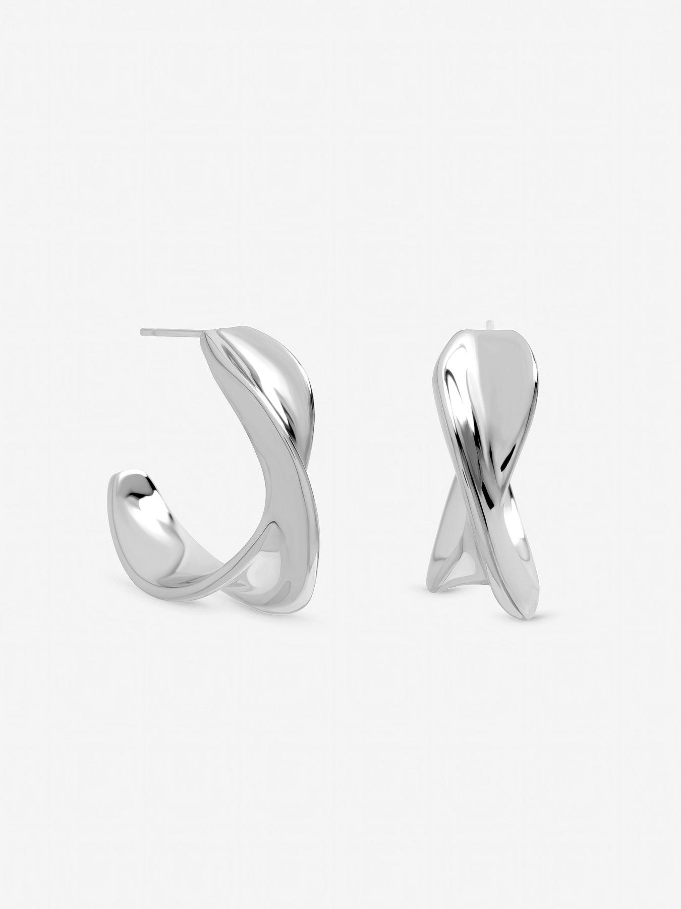 Image 2 of 4 of Inicio Sterling Silver Plated Large Polished Twist Hoops