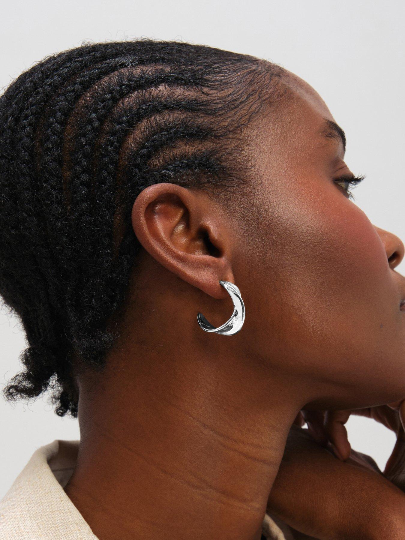 Image 3 of 4 of Inicio Sterling Silver Plated Large Polished Twist Hoops