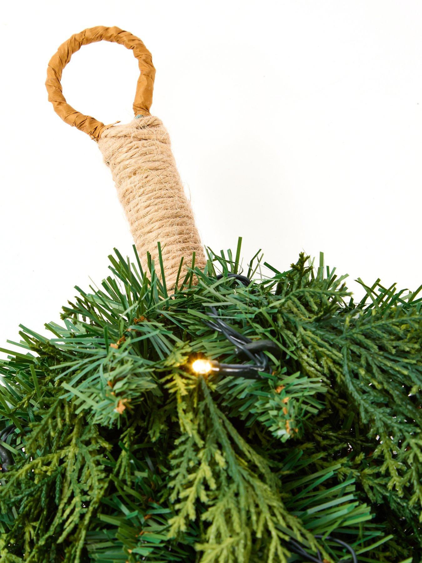 Image 4 of 5 of The Very Collection Evergreen Lit Plain Teardrop Christmas Wreath
