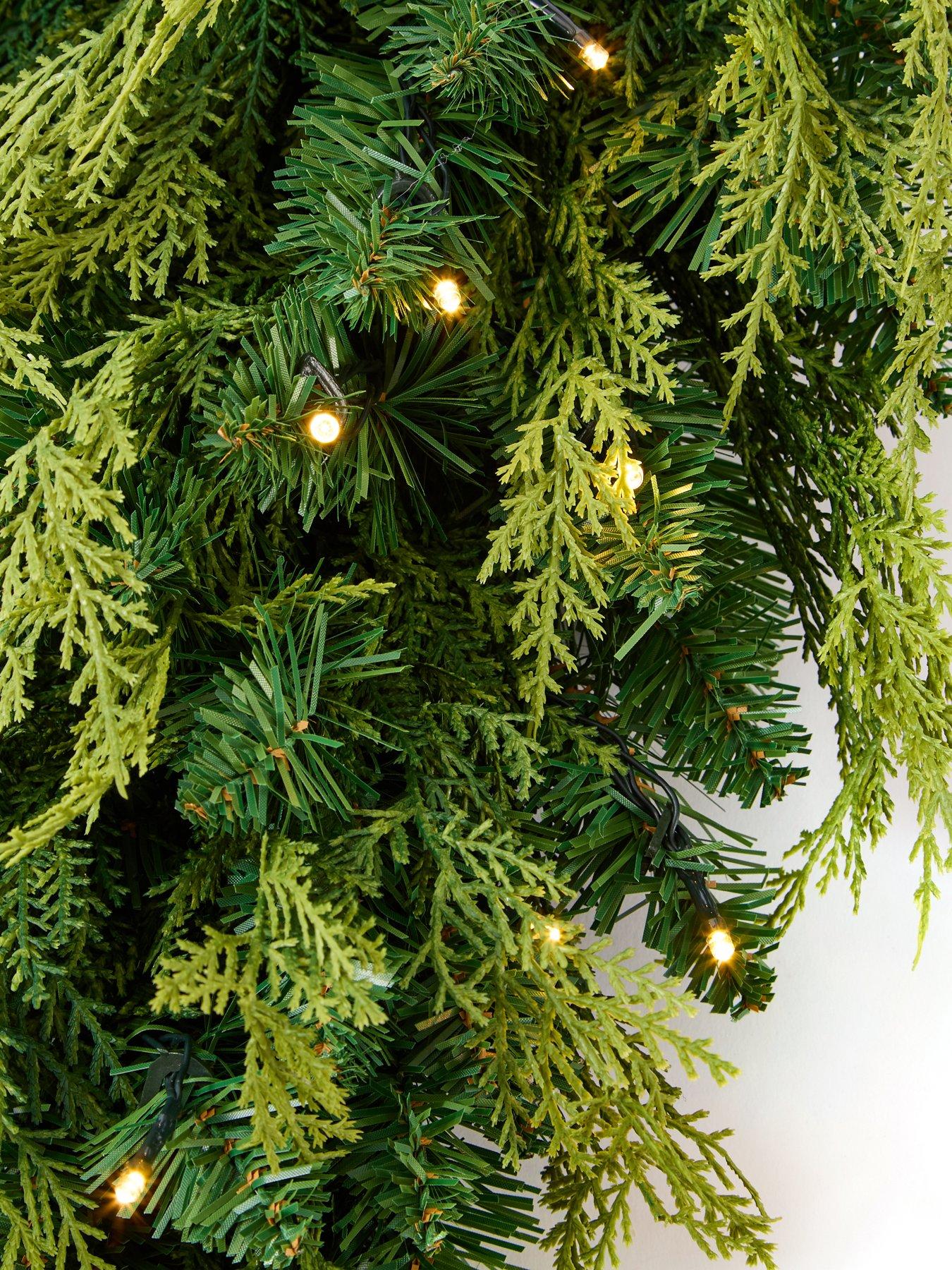 Image 5 of 5 of The Very Collection Evergreen Lit Plain Teardrop Christmas Wreath