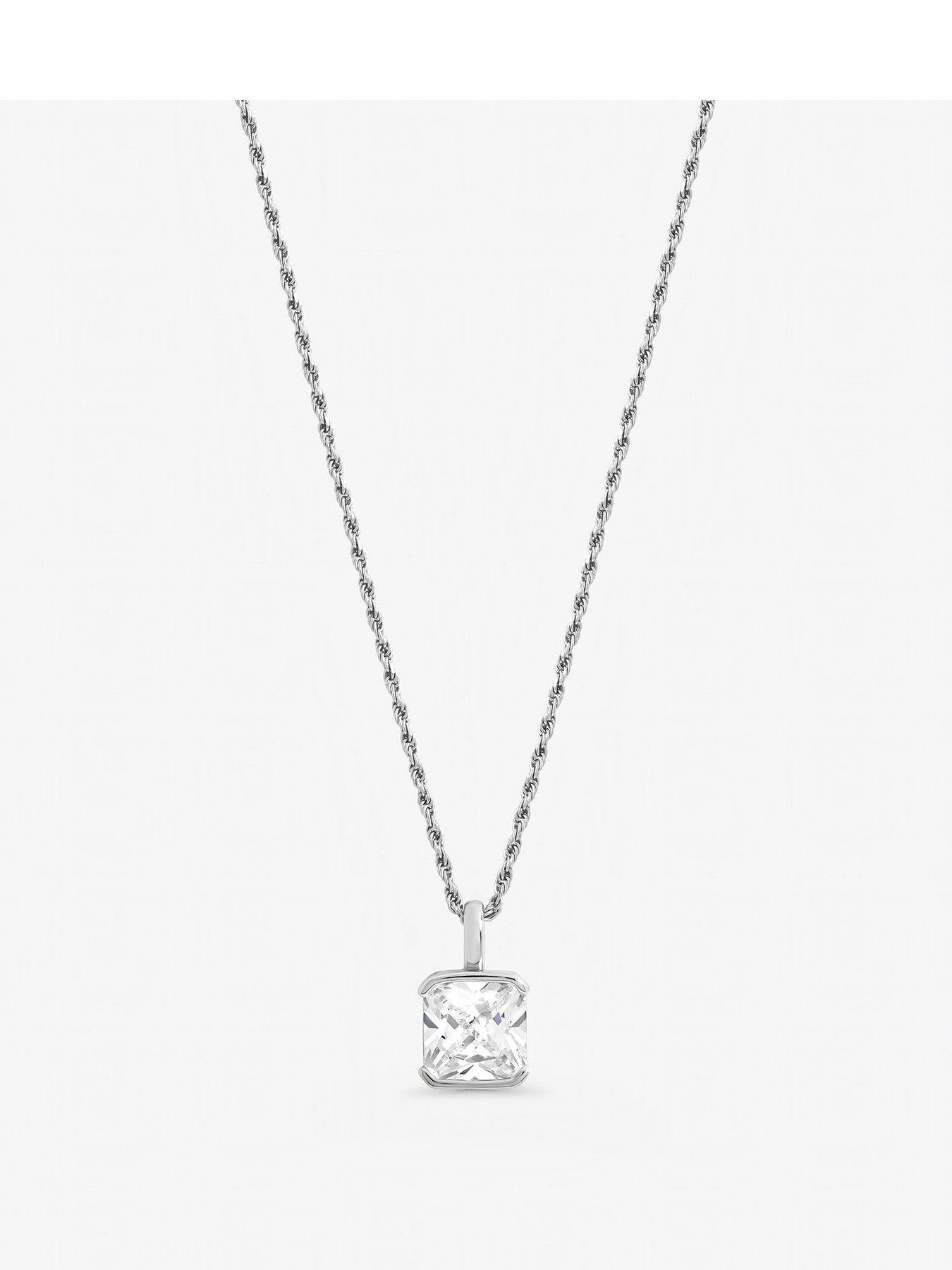 Image 1 of 1 of Inicio Sterling Silver Plated Cushion Pendant - Gift Pouch
