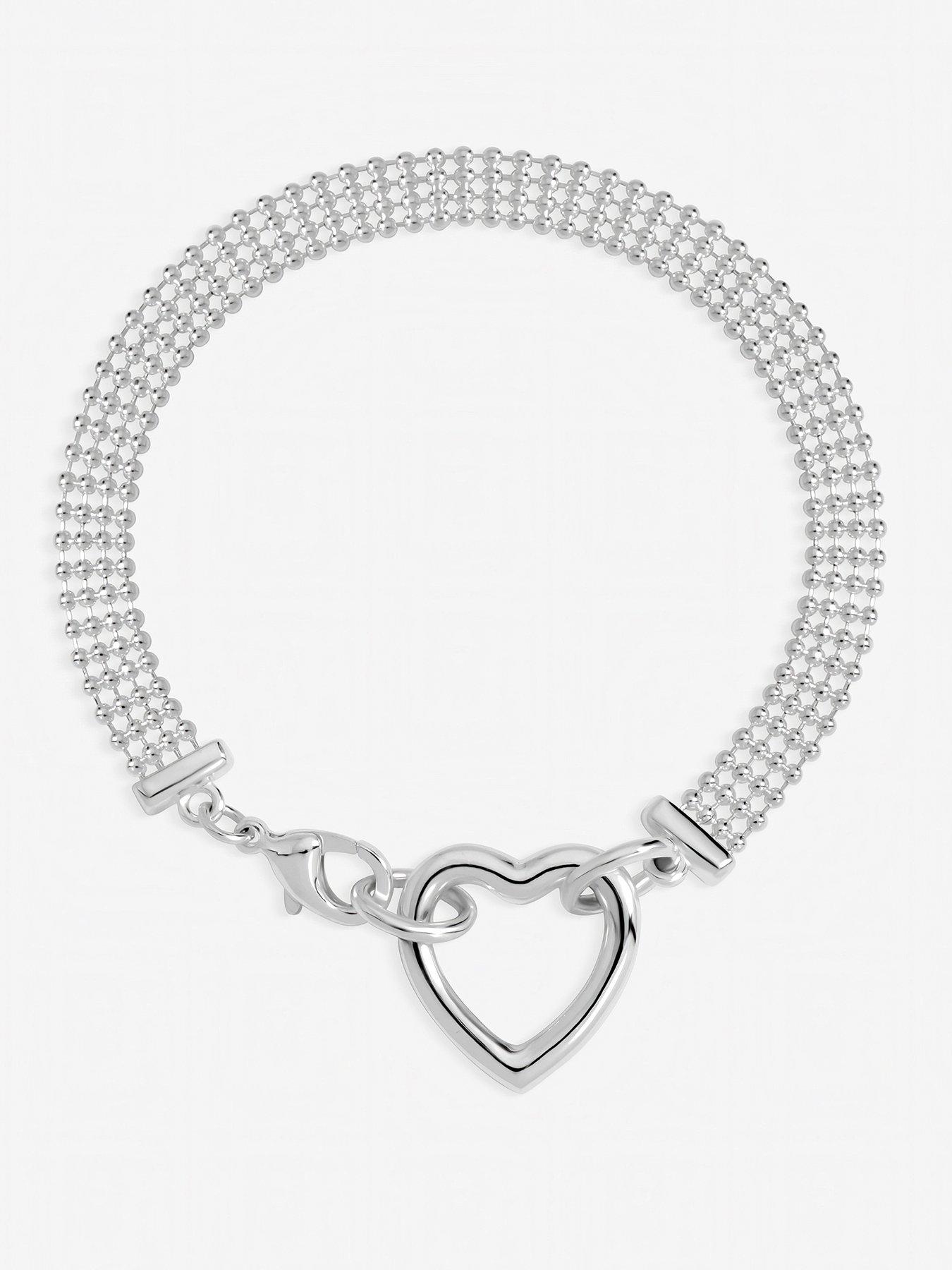 Inicio Sterling Silver Mesh Heart Clasp Bracelet - Gift Pouch