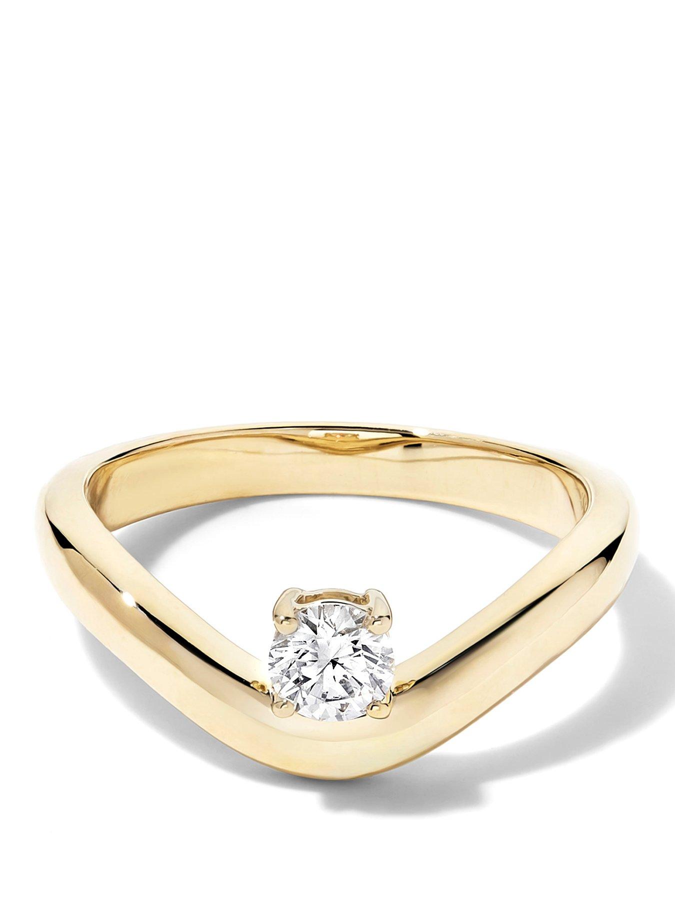 Image 1 of 4 of Created Brilliance Goya 9ct Yellow Gold 0.25ct tw. Lab Grown Diamond Floating Solitaire Band Ring