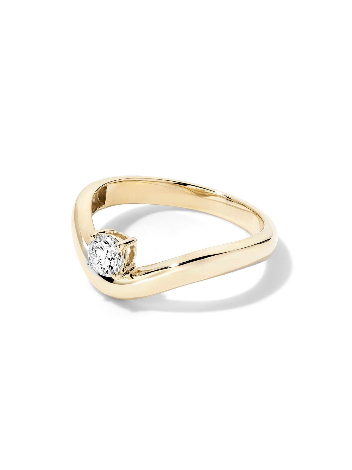 Image 2 of 4 of Created Brilliance Goya 9ct Yellow Gold 0.25ct tw. Lab Grown Diamond Floating Solitaire Band Ring