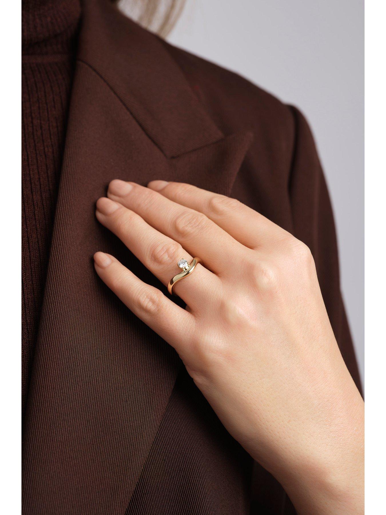 Image 3 of 4 of Created Brilliance Goya 9ct Yellow Gold 0.25ct tw. Lab Grown Diamond Floating Solitaire Band Ring