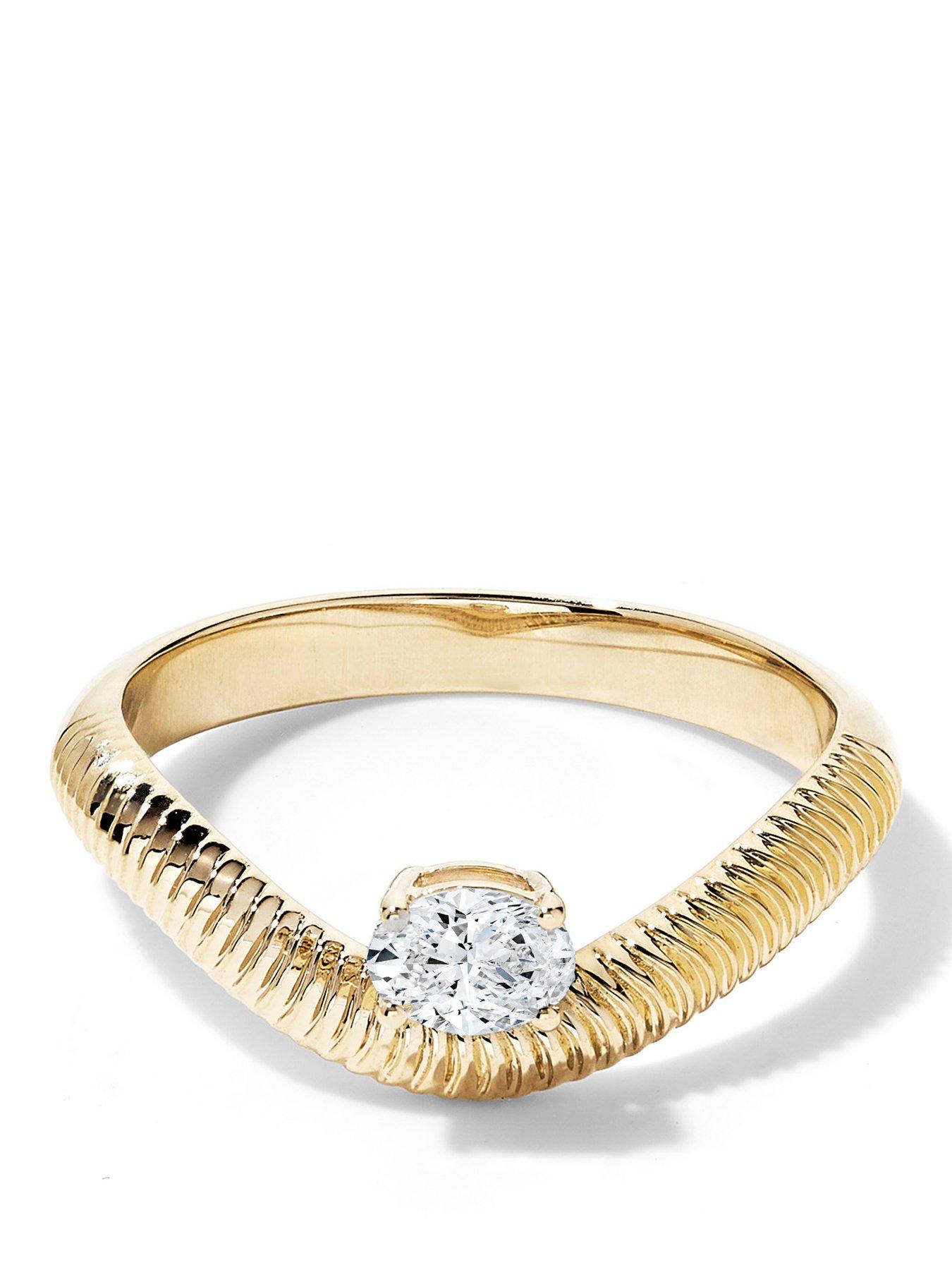 Image 1 of 4 of Created Brilliance Thea 9ct Yellow Gold 0.24ct tw. Lab Grown Diamond Floating Solitaire Band Ring