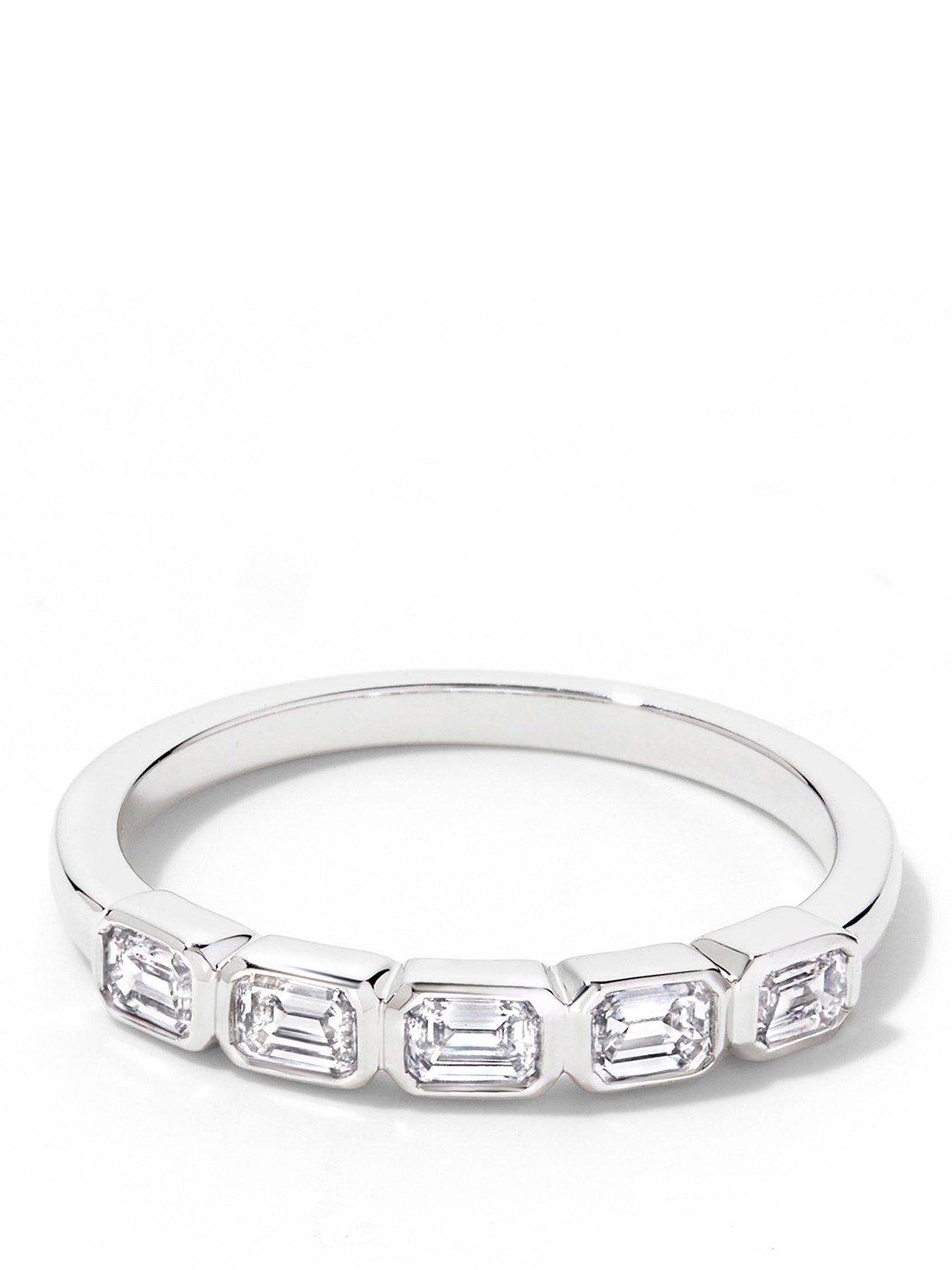 Image 1 of 4 of Created Brilliance Beatrix 9ct White Gold 0.53ct tw. Lab Grown Diamond Radiant Cut 5 Stone Band Ring