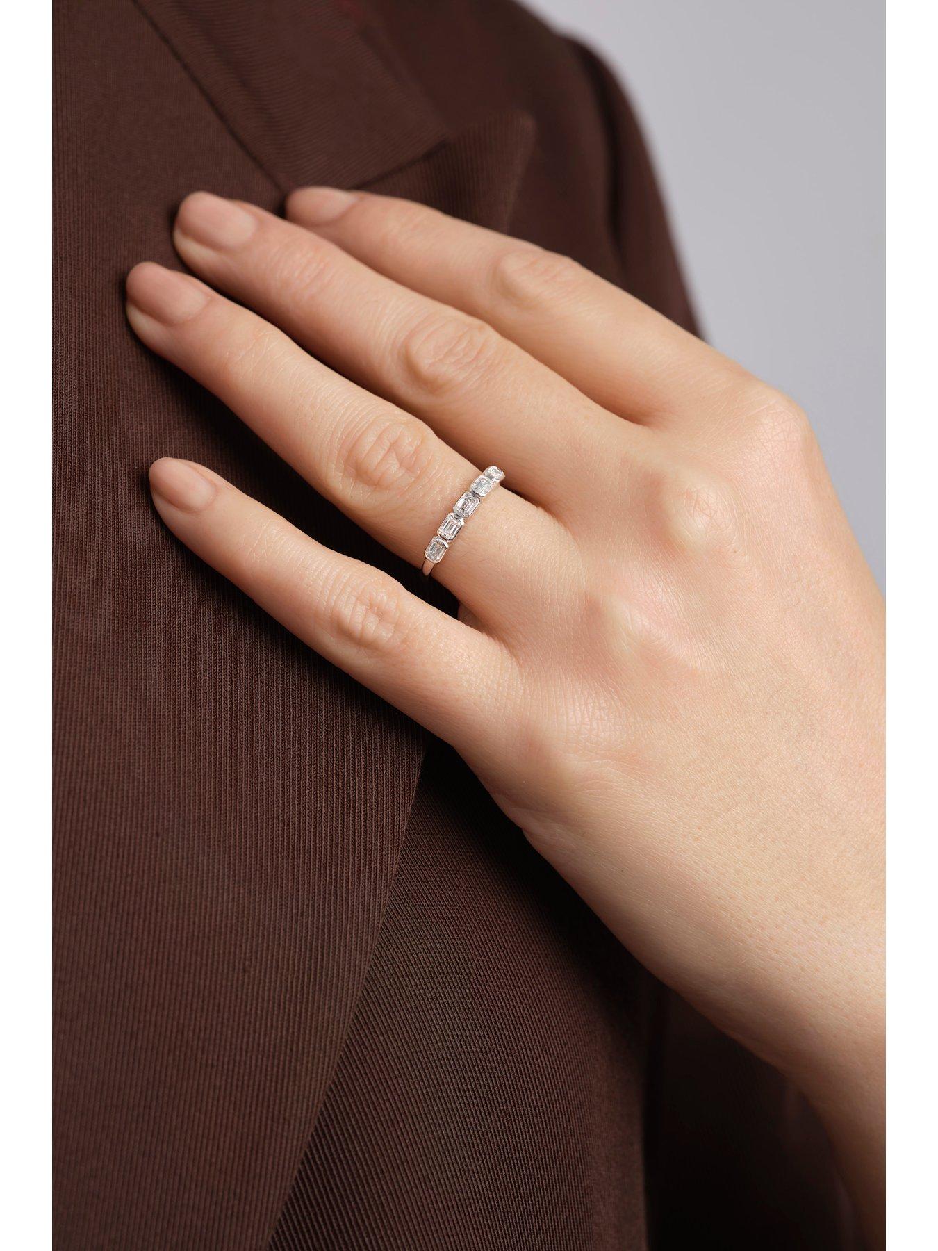 Image 3 of 4 of Created Brilliance Beatrix 9ct White Gold 0.53ct tw. Lab Grown Diamond Radiant Cut 5 Stone Band Ring