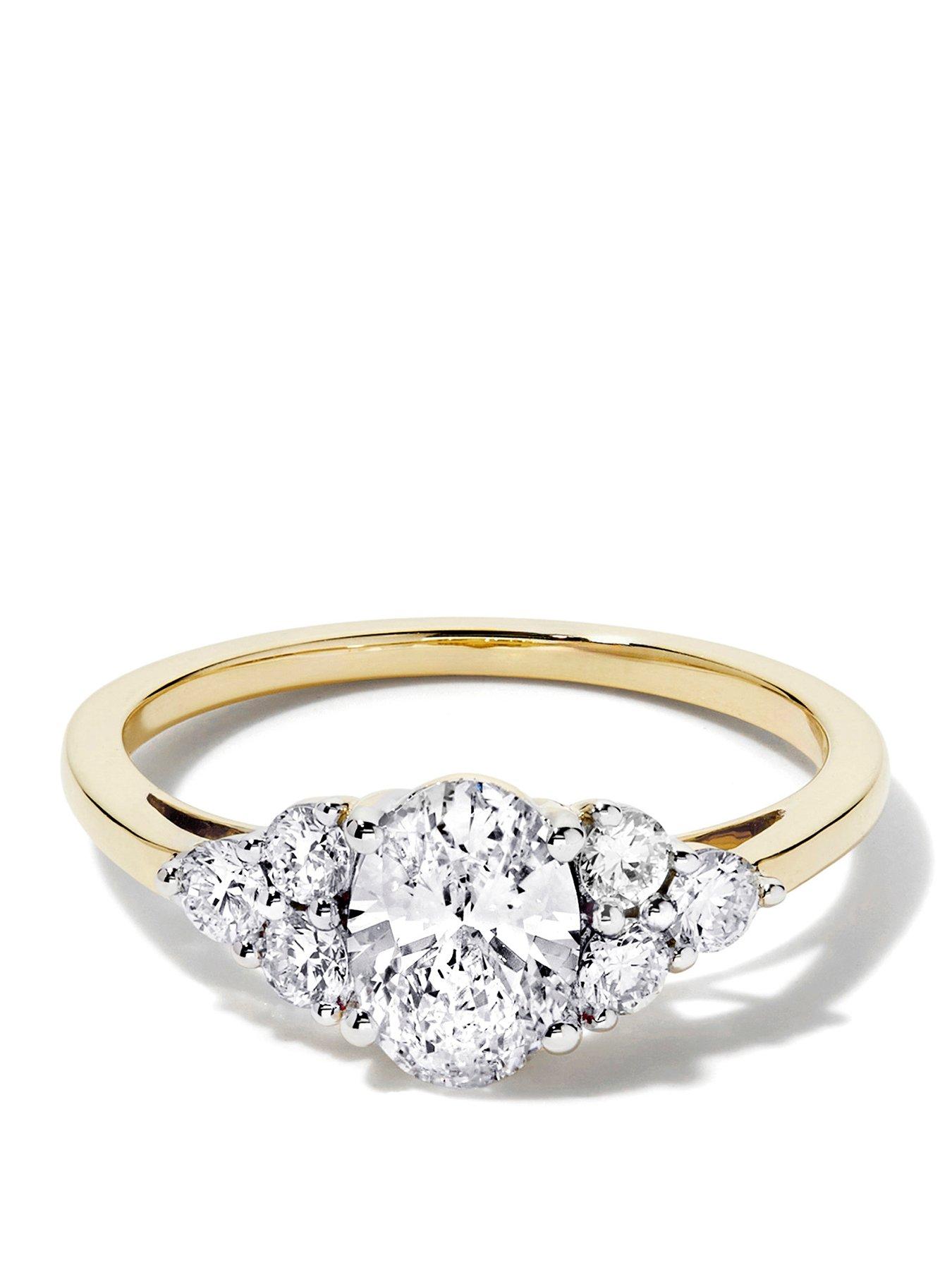 Image 1 of 3 of Created Brilliance Samara 9ct Yellow Gold 1.12ct tw. Lab Grown Diamond Oval Cluster Engagement Ring