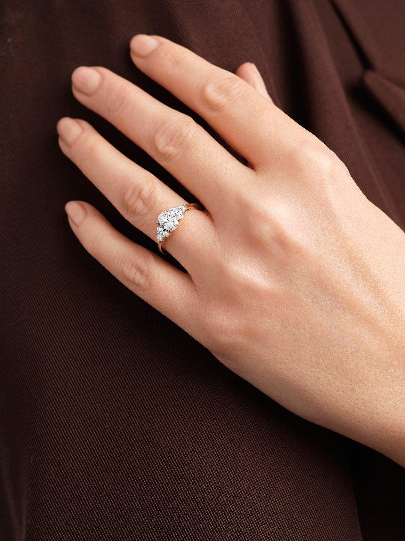 Image 2 of 3 of Created Brilliance Samara 9ct Yellow Gold 1.12ct tw. Lab Grown Diamond Oval Cluster Engagement Ring