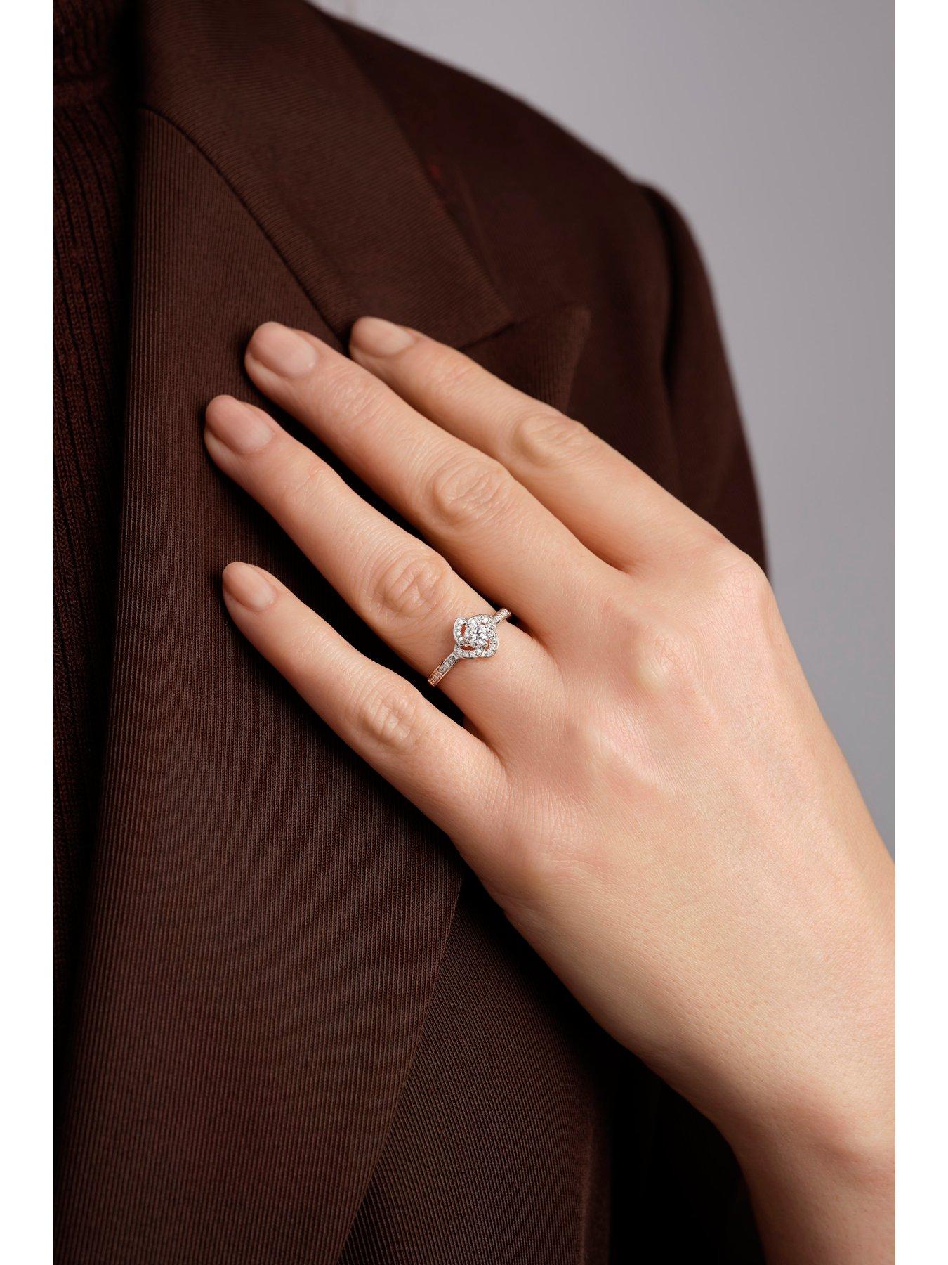 Image 3 of 4 of Created Brilliance Eliana 9ct White Gold 0.44ct tw. Lab Grown Diamond Halo Engagement Ring